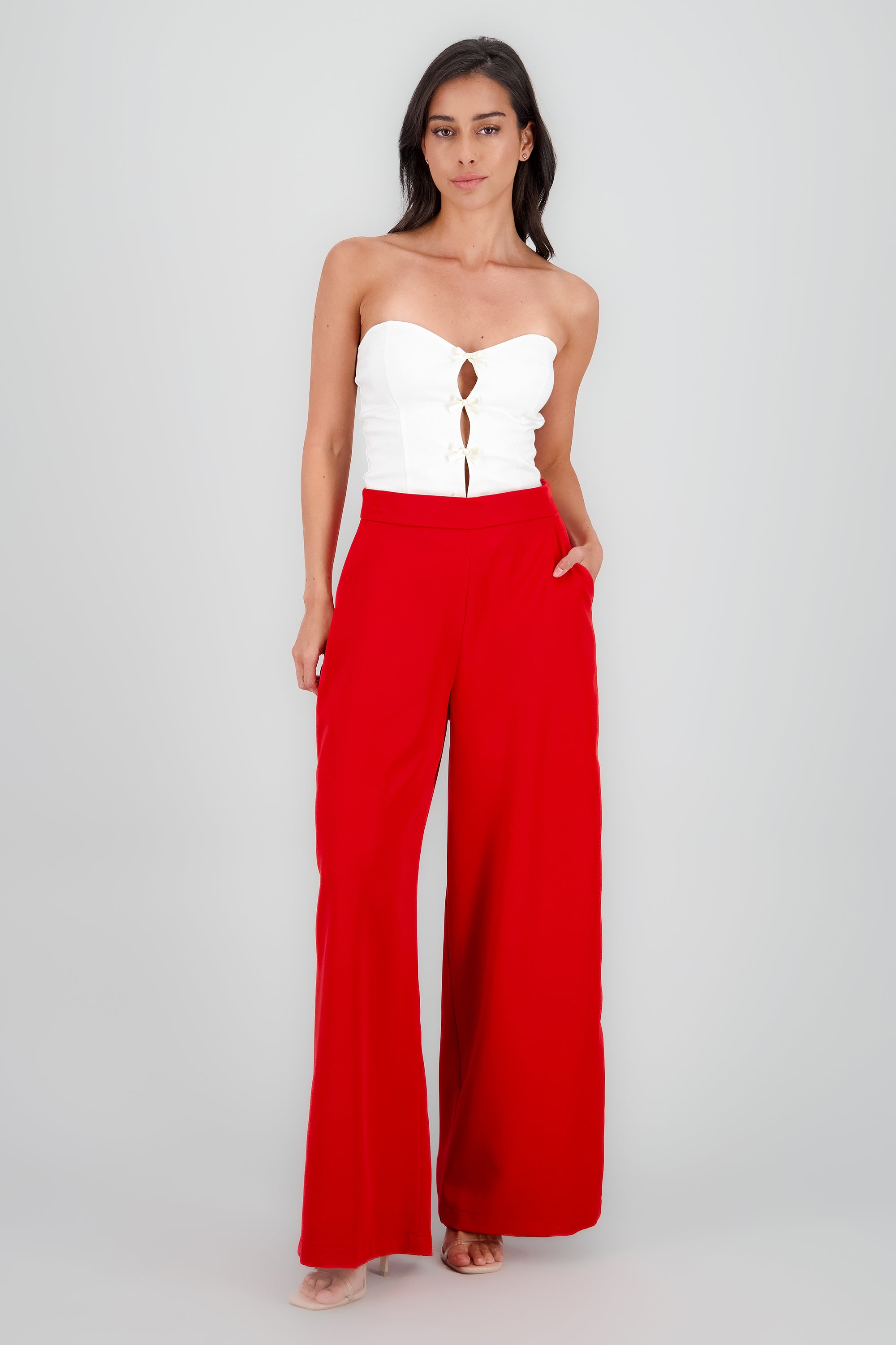 Pantalon de vestir wide leg ROJO