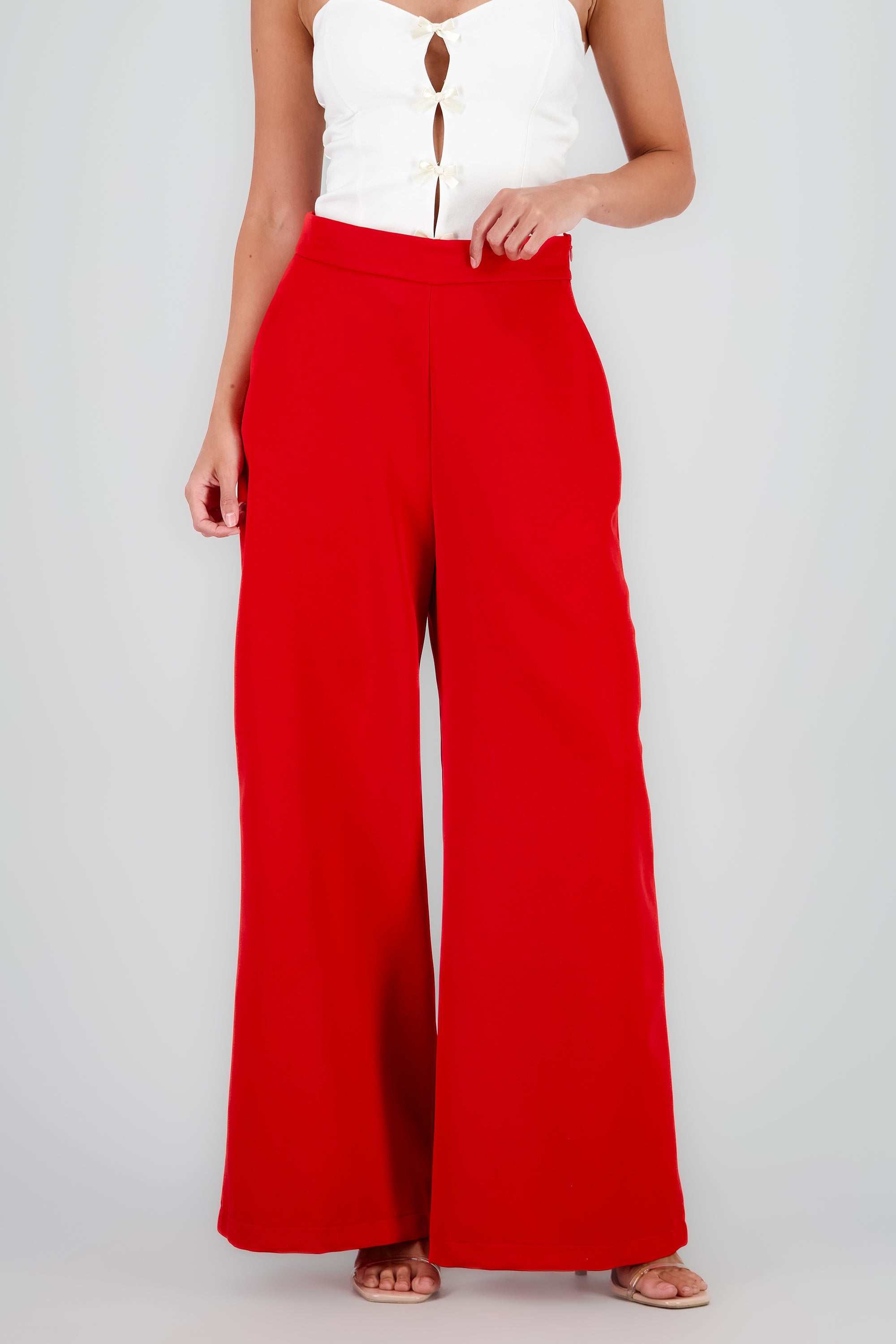 Pantalon de vestir wide leg ROJO