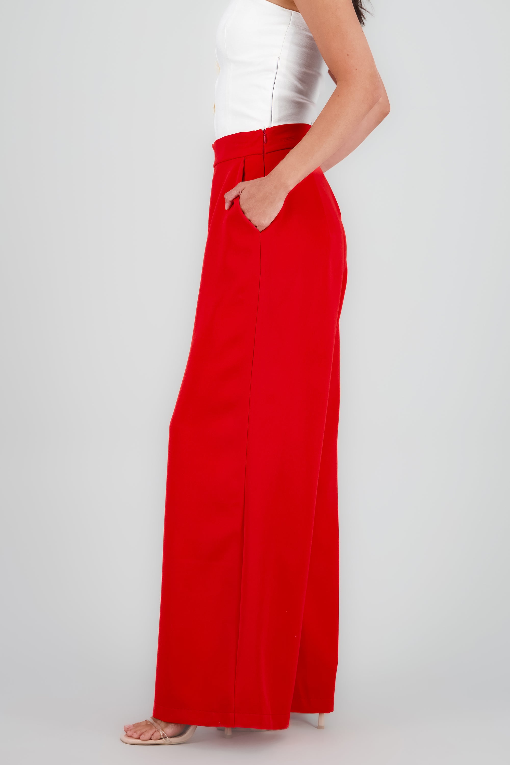 Pantalon de vestir wide leg ROJO