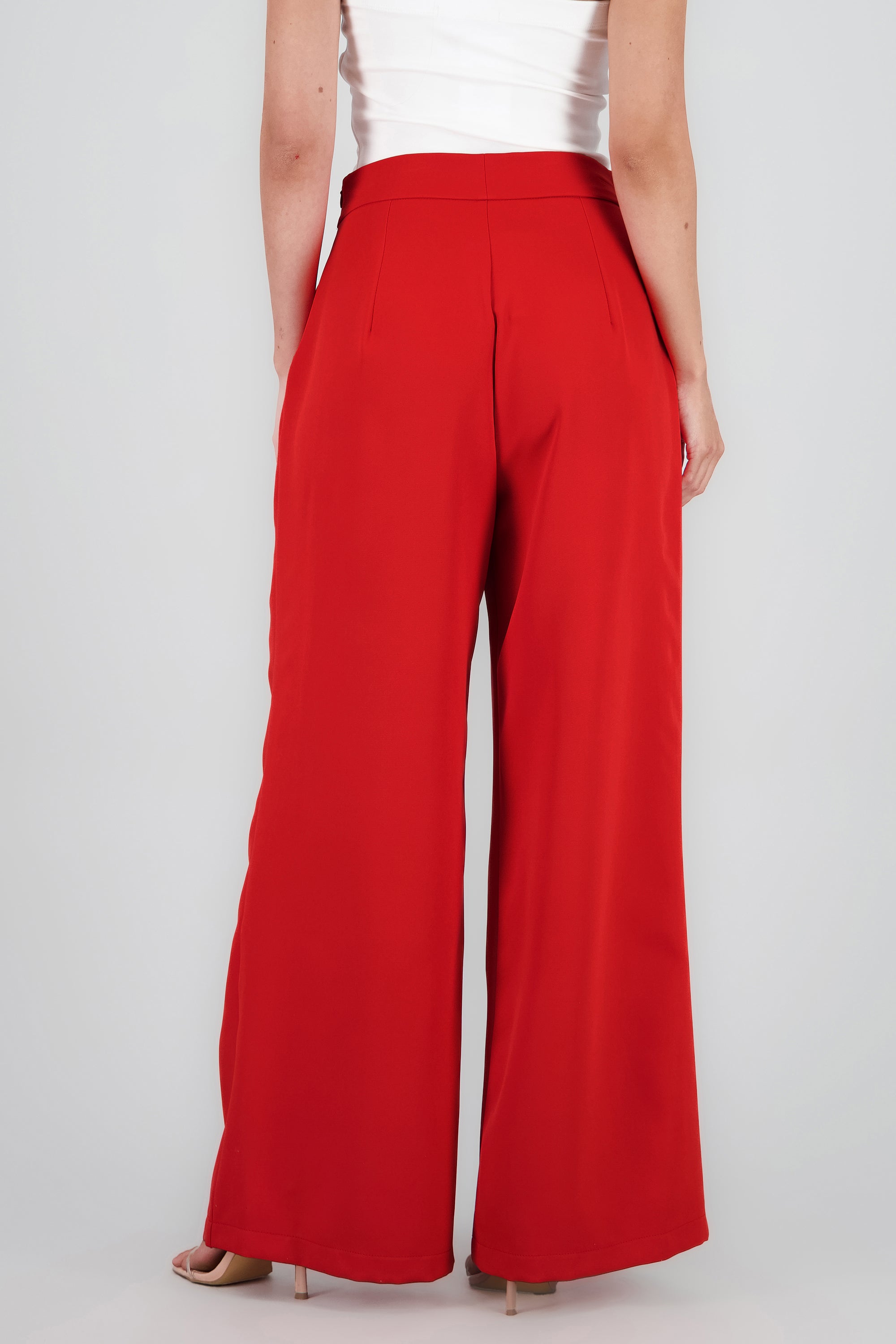 Pantalon de vestir wide leg ROJO