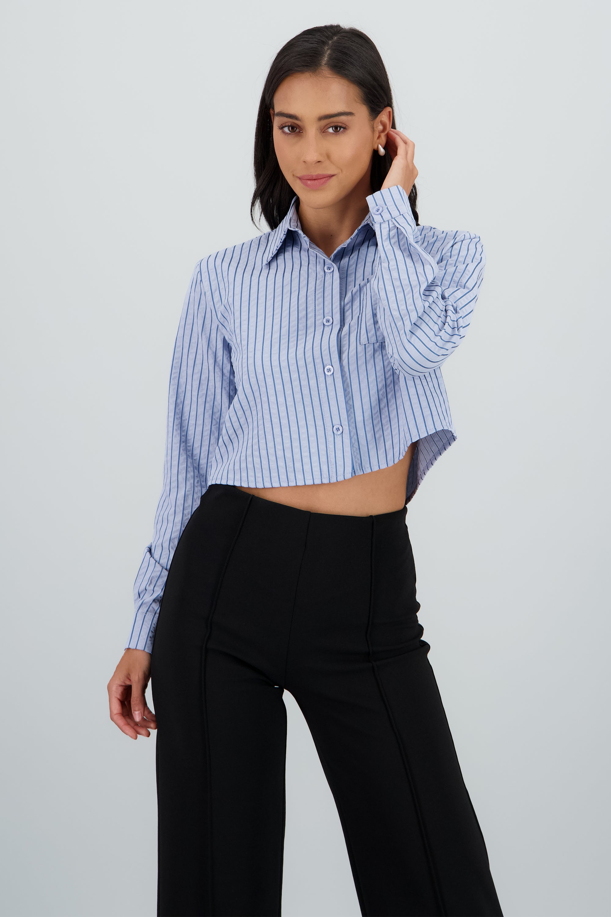 Camisa crop rayas AZUL COMBO