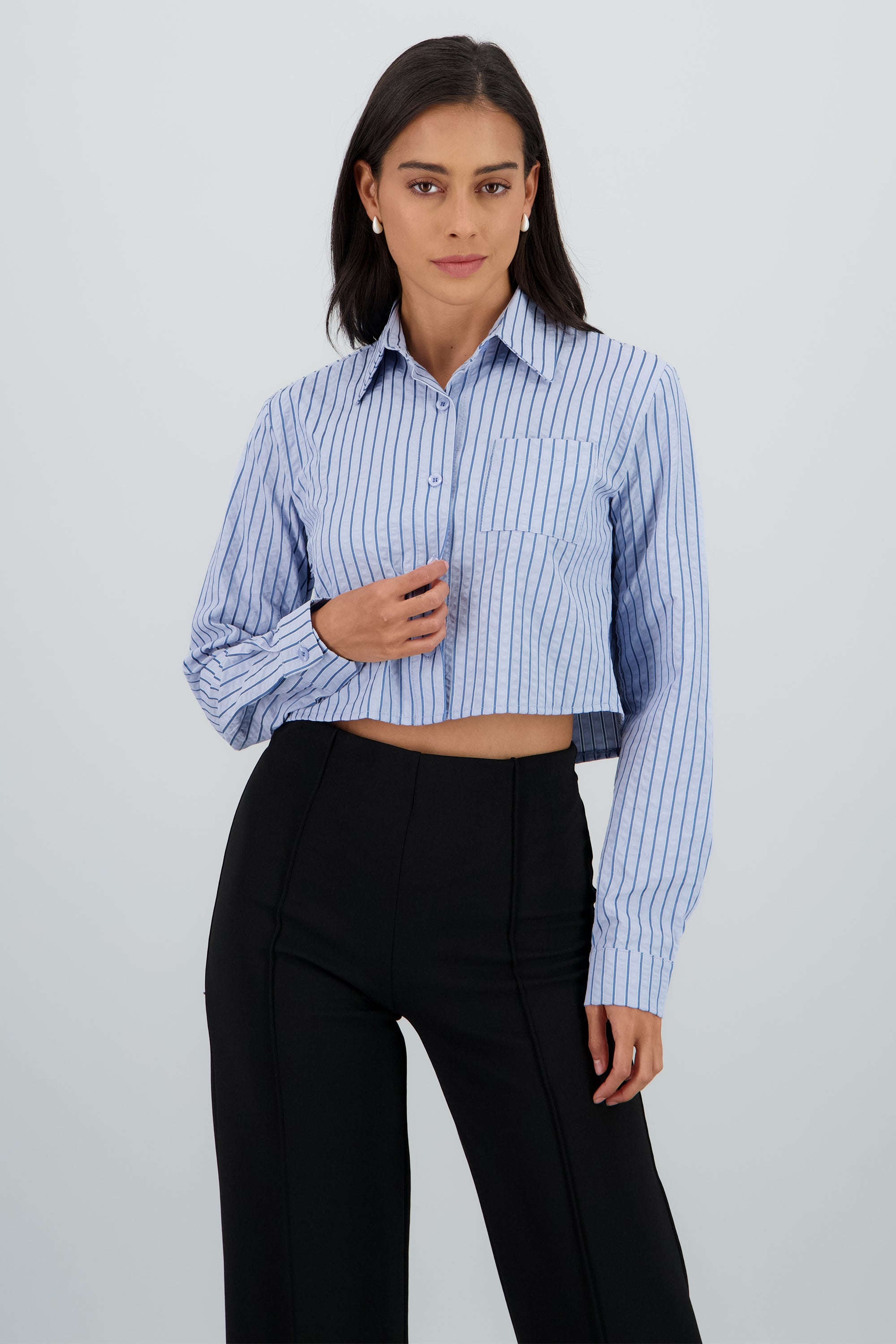 Camisa crop rayas AZUL COMBO