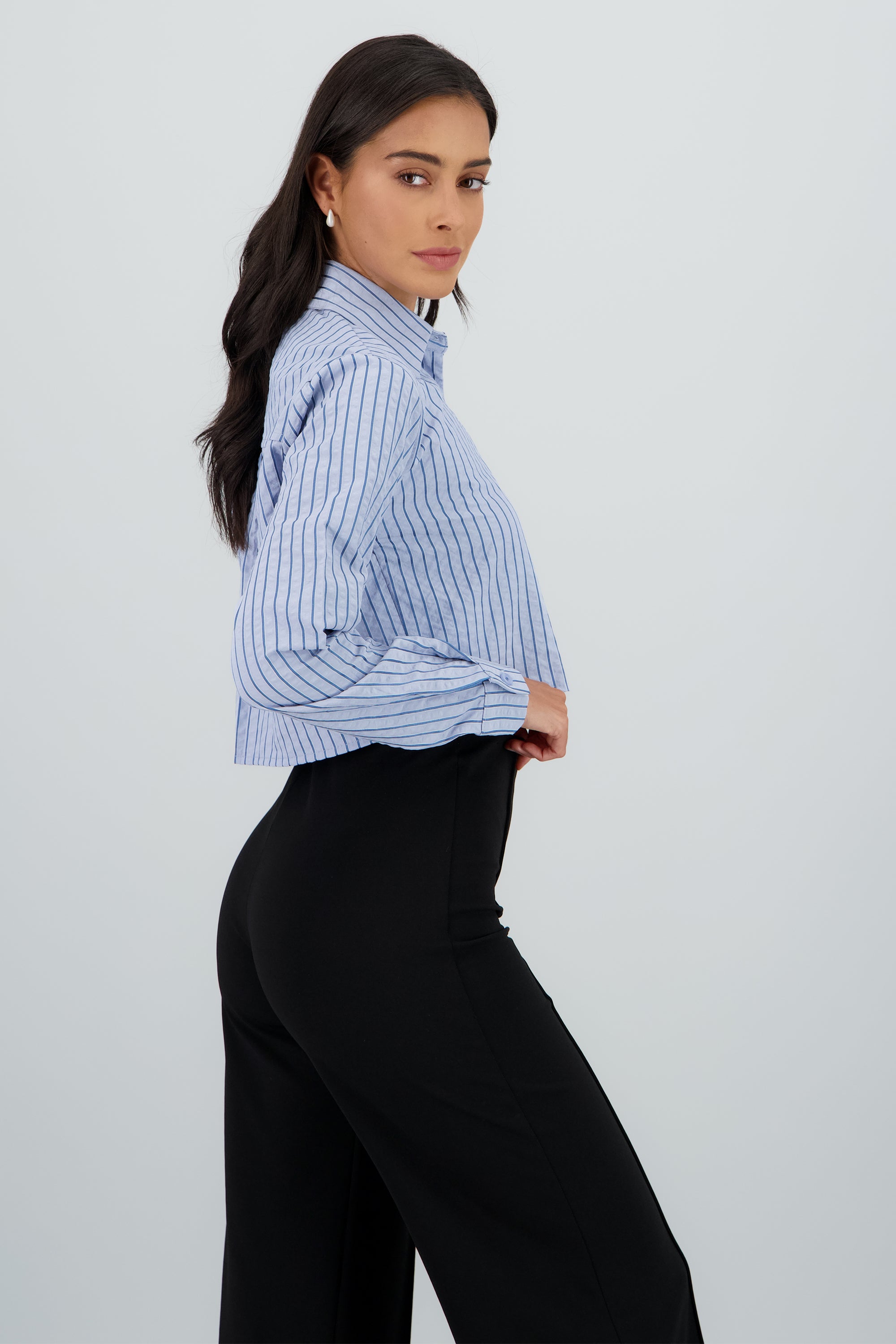 Camisa crop rayas AZUL COMBO