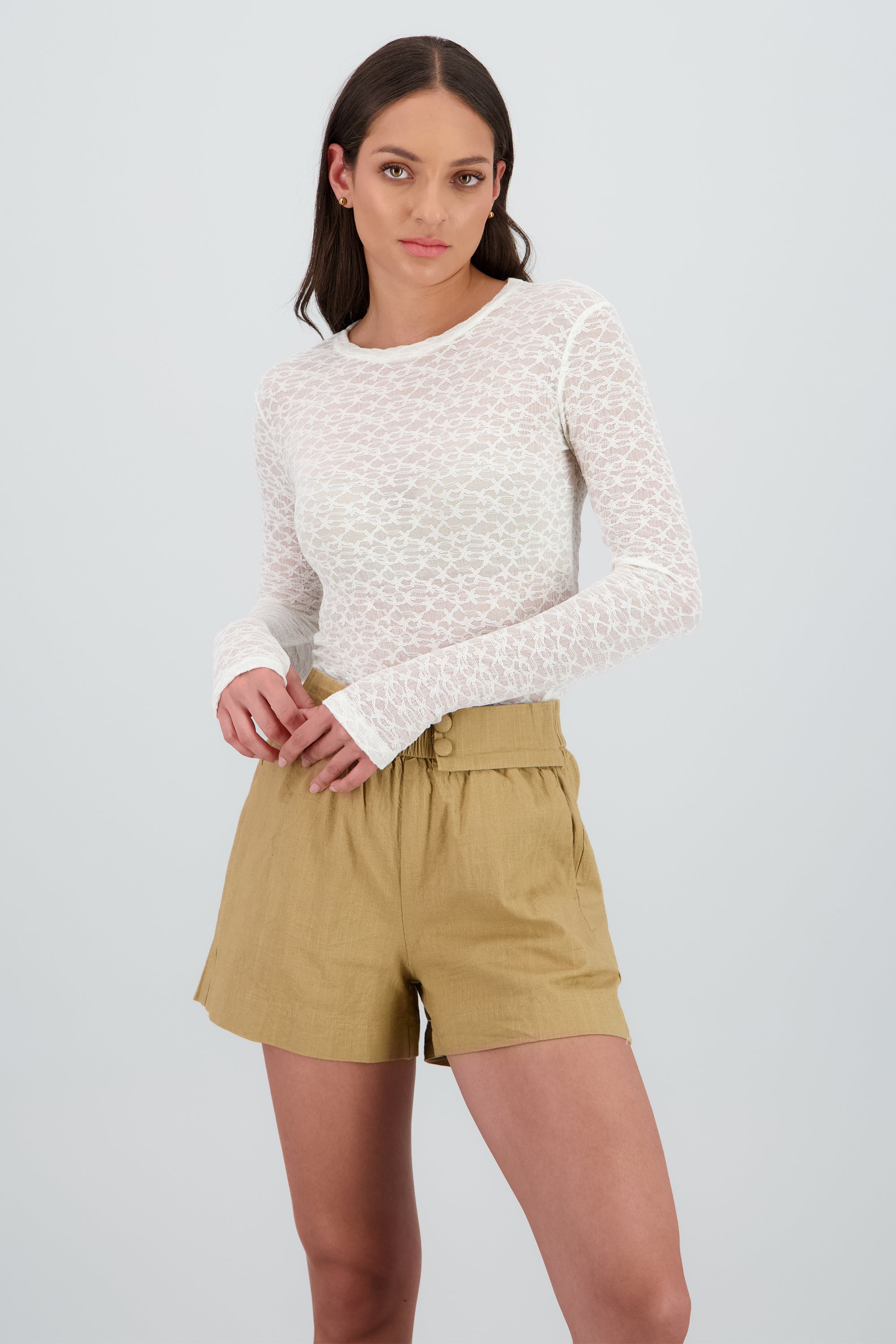 Blusa manga larga mesh bordado BLANCO