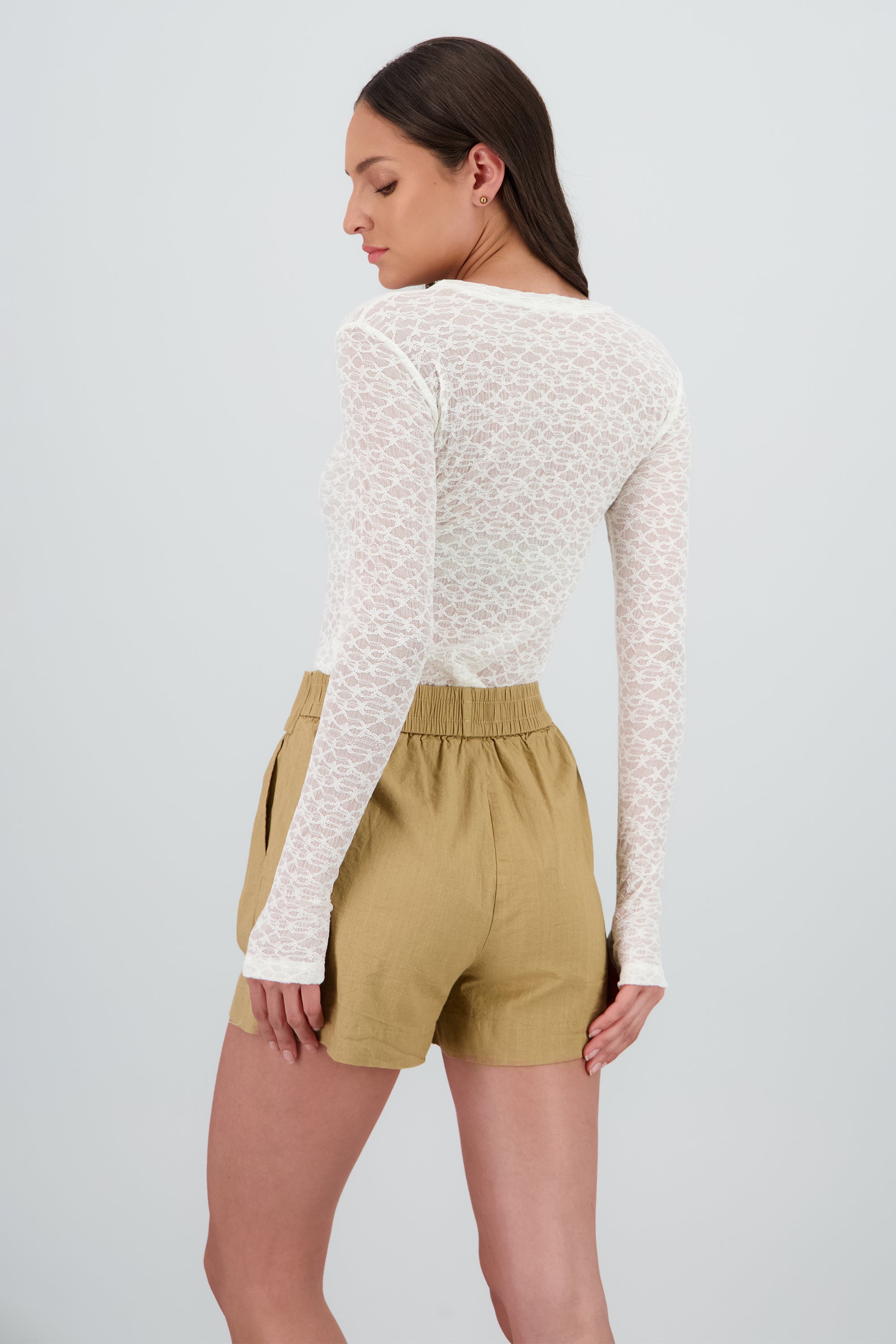 Blusa manga larga mesh bordado BLANCO