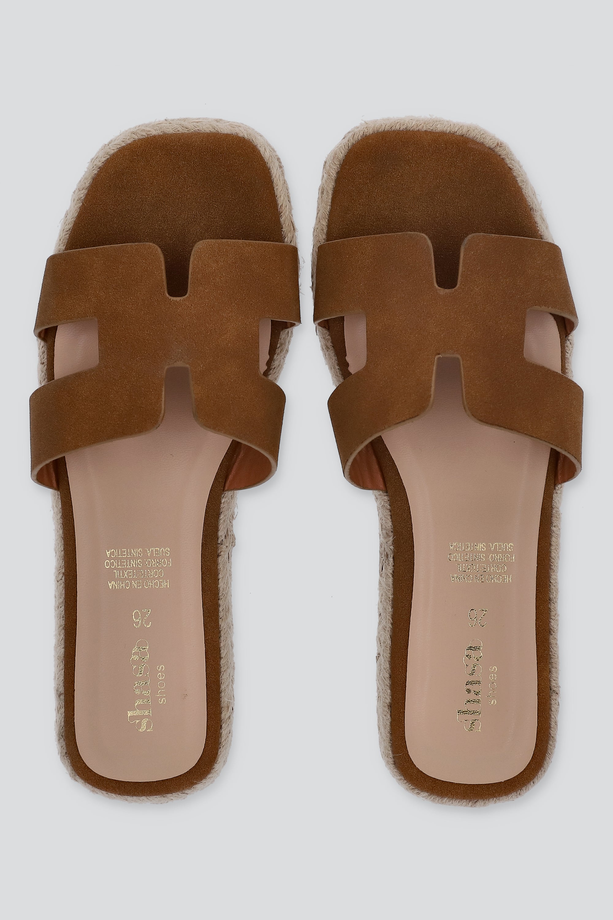 Sandalia greca plataforma yute TAN