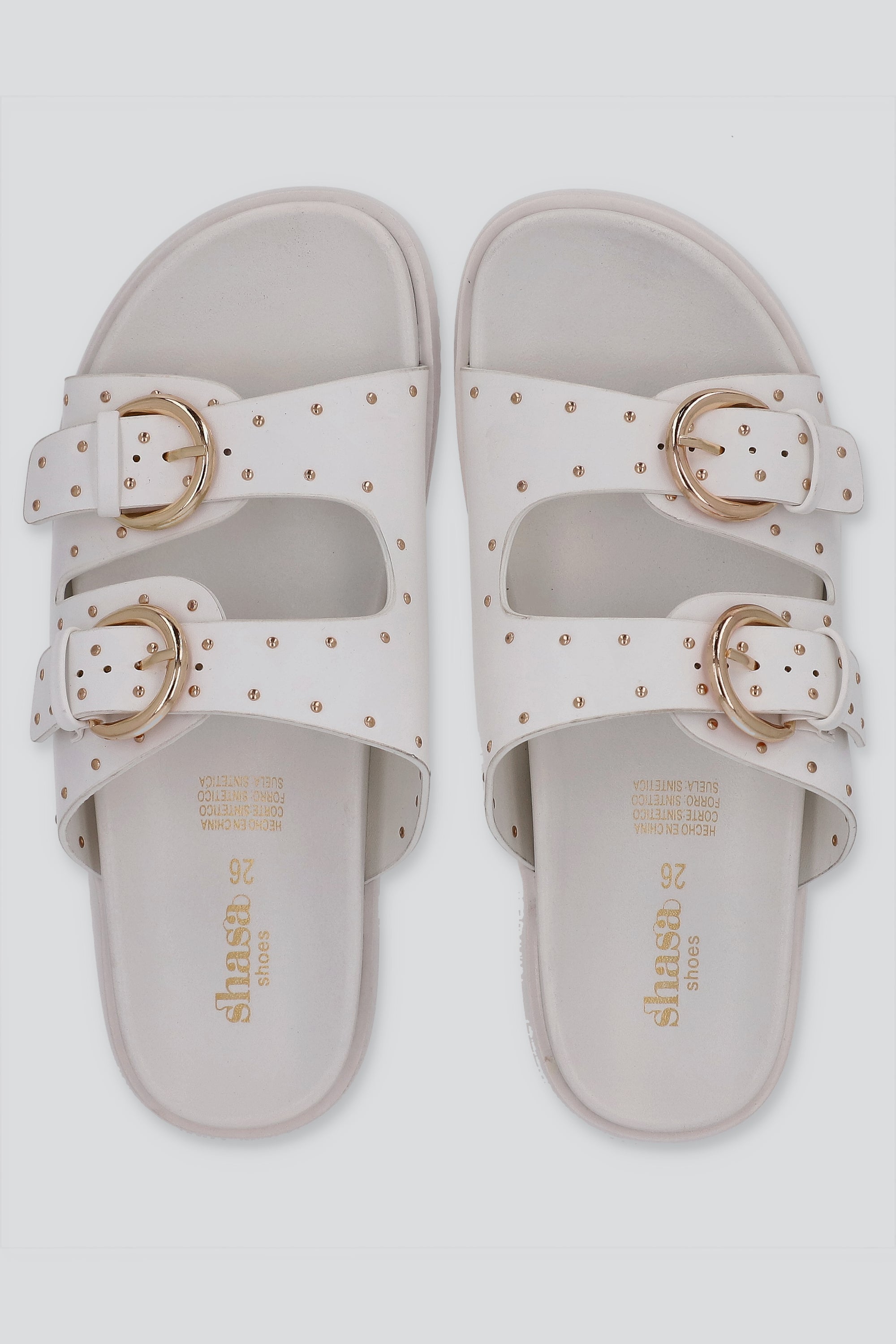 Sandalia plataforma hebillas ministuds BLANCO