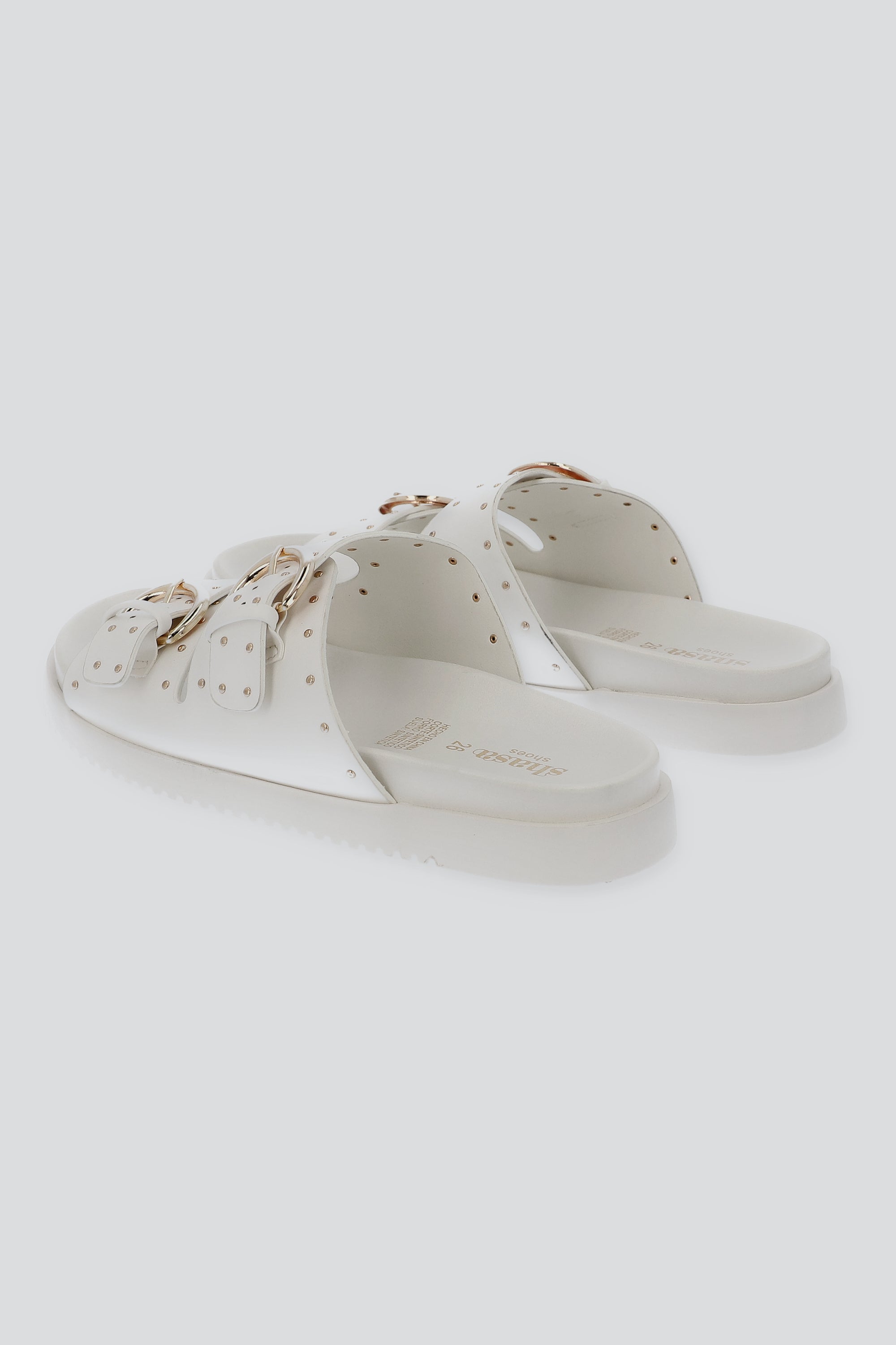 Sandalia plataforma hebillas ministuds BLANCO