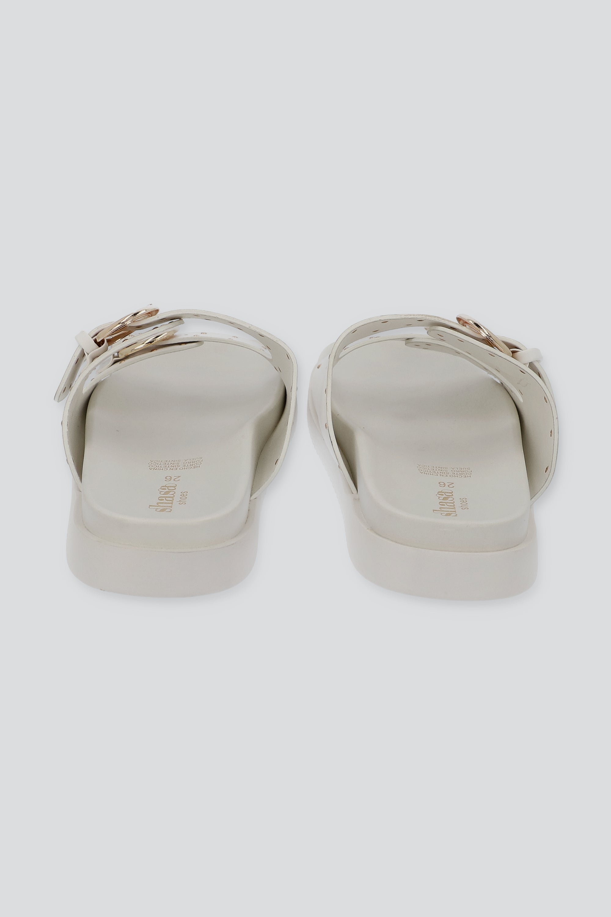 Sandalia plataforma hebillas ministuds BLANCO