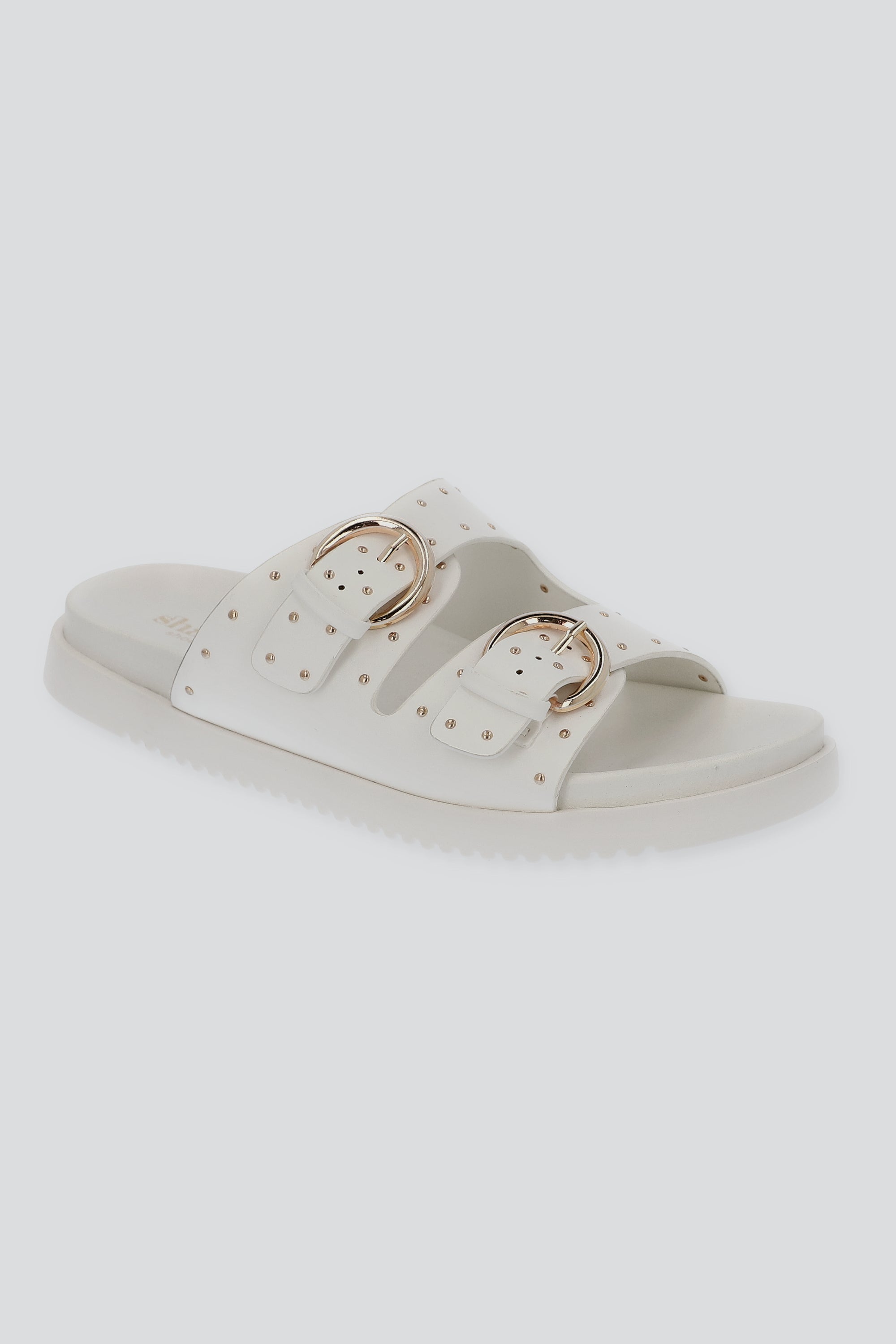Sandalia plataforma hebillas ministuds BLANCO
