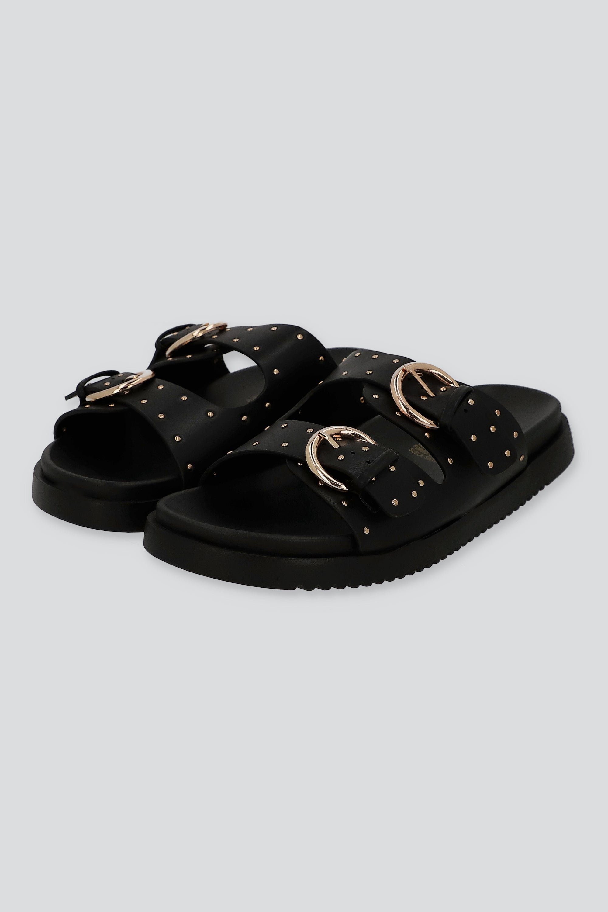 Sandalia plataforma hebillas ministuds NEGRO