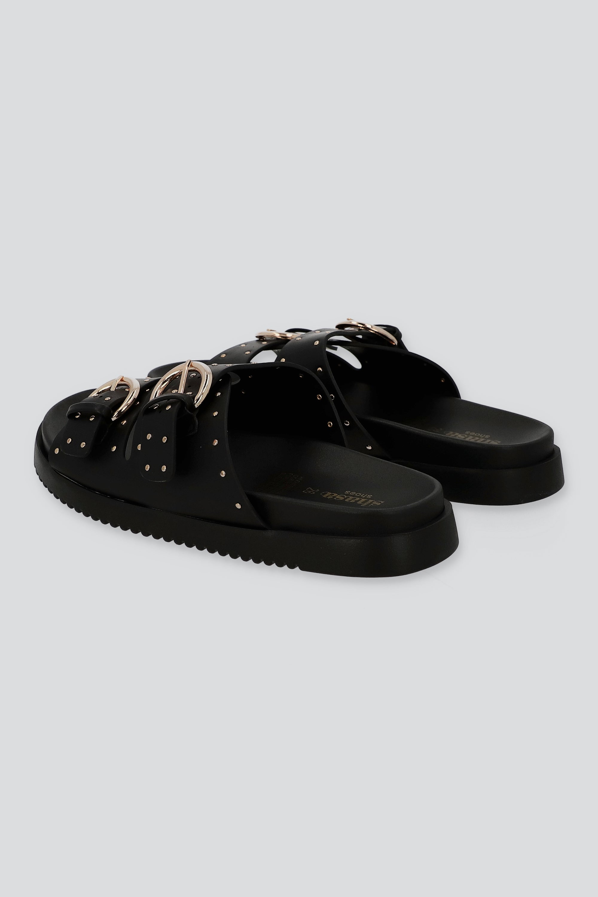 Sandalia plataforma hebillas ministuds NEGRO