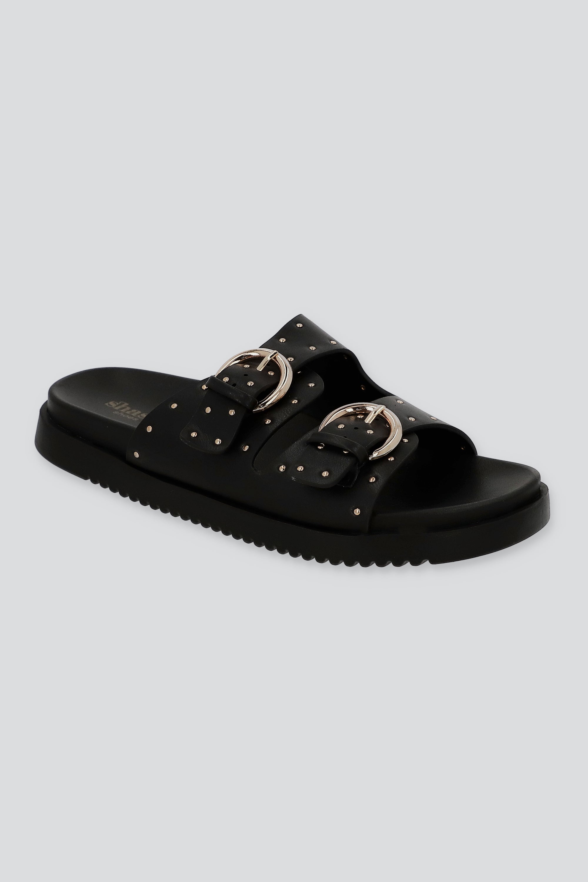 Sandalia plataforma hebillas ministuds NEGRO