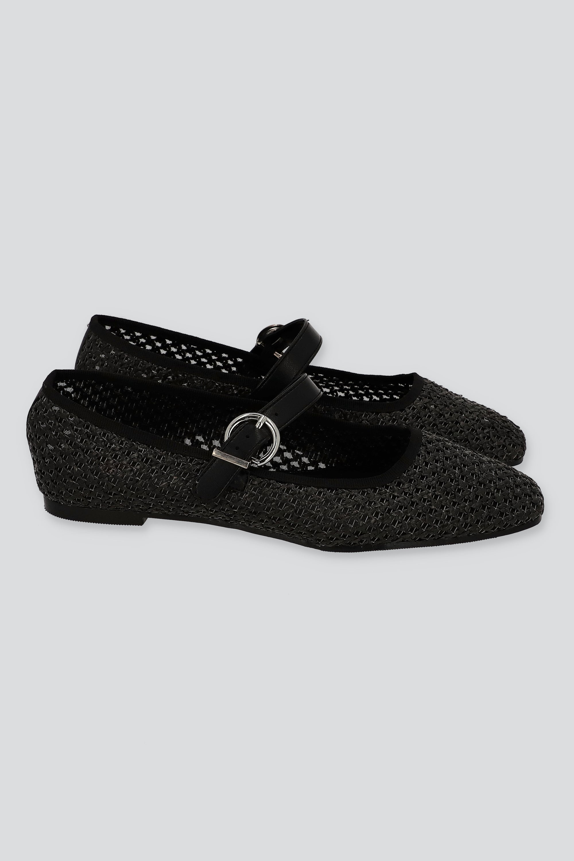Flat mary jane nudos yute NEGRO