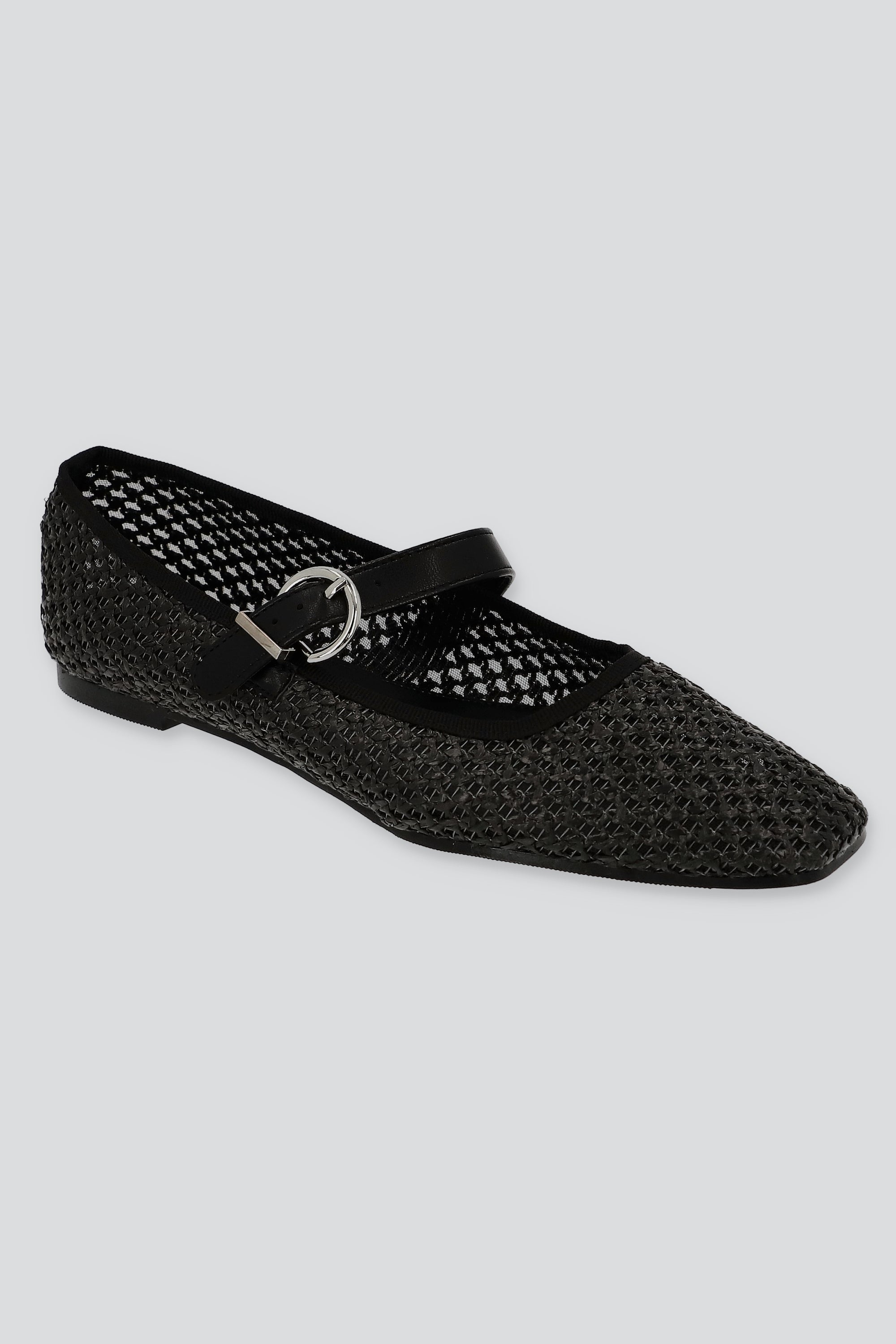 Flat mary jane nudos yute NEGRO