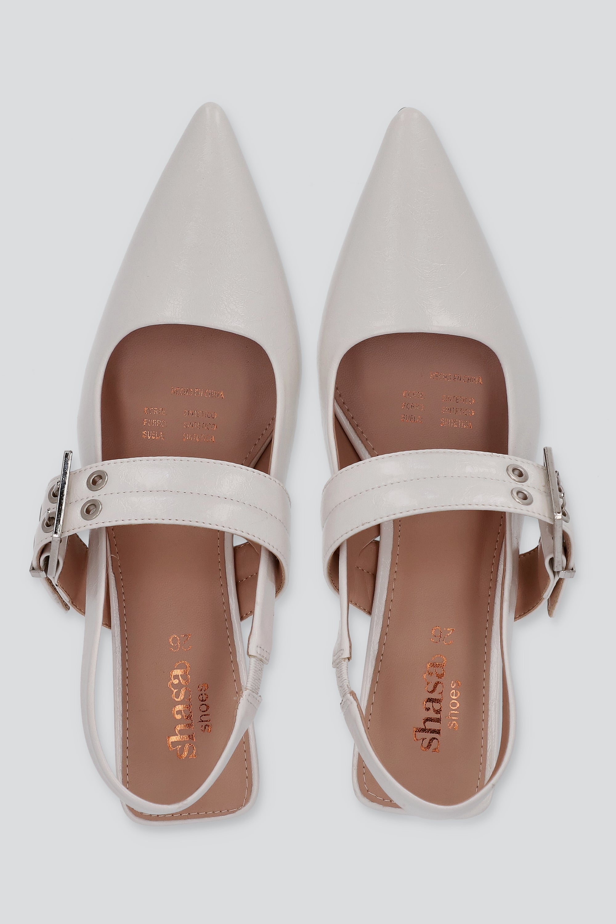 Tacón puntal kitten slingback hebilla BLANCO