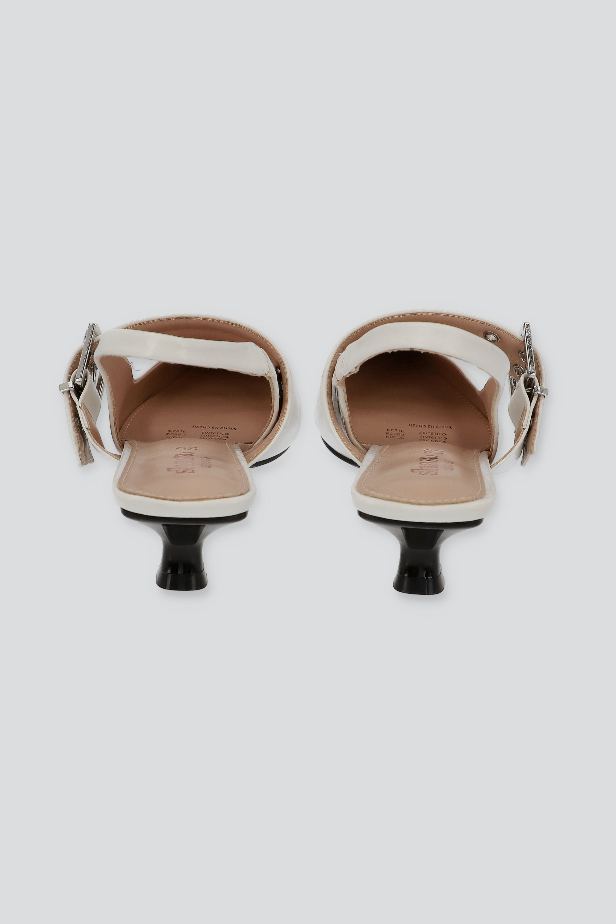 Tacón puntal kitten slingback hebilla BLANCO