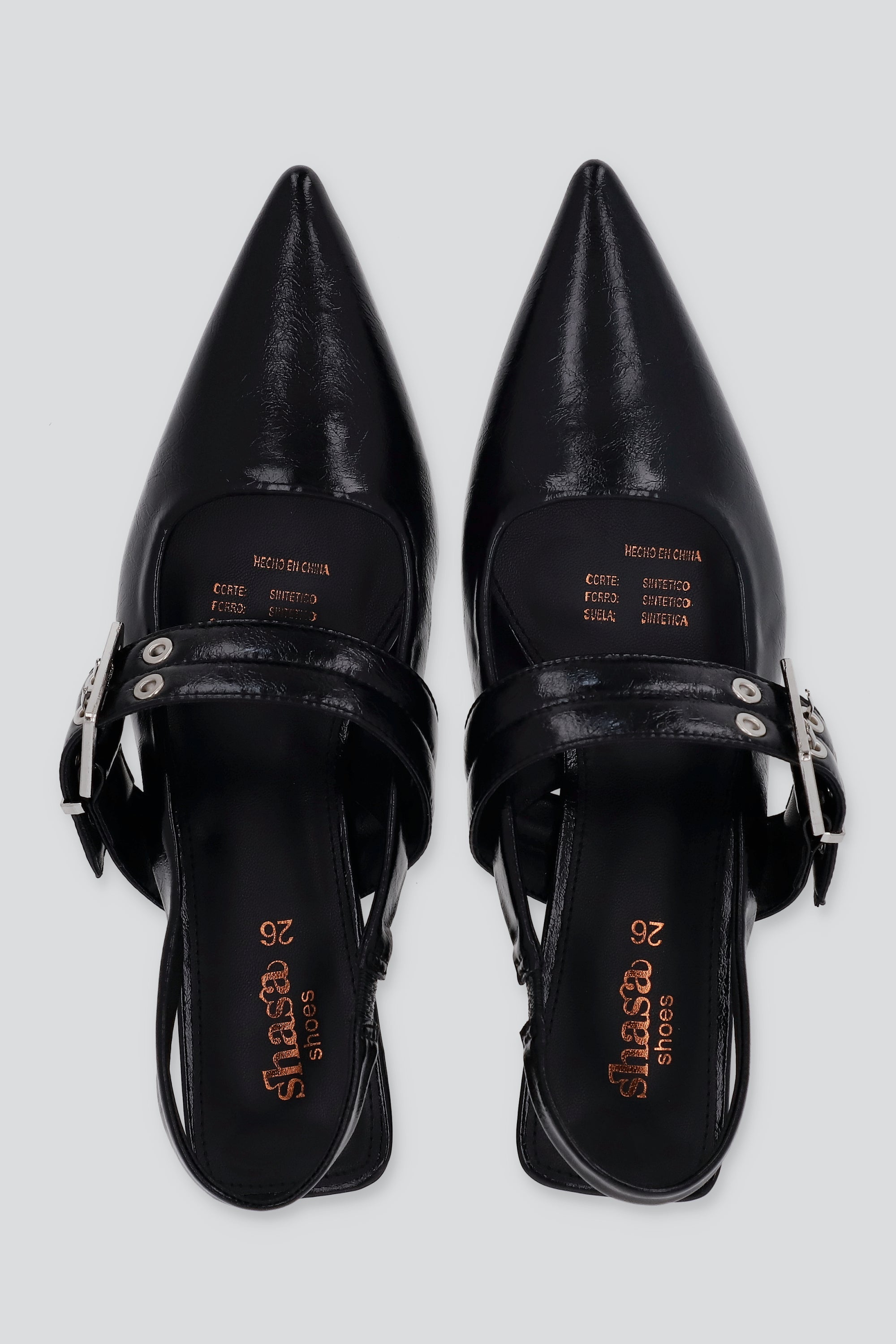 Tacón puntal kitten slingback hebilla NEGRO