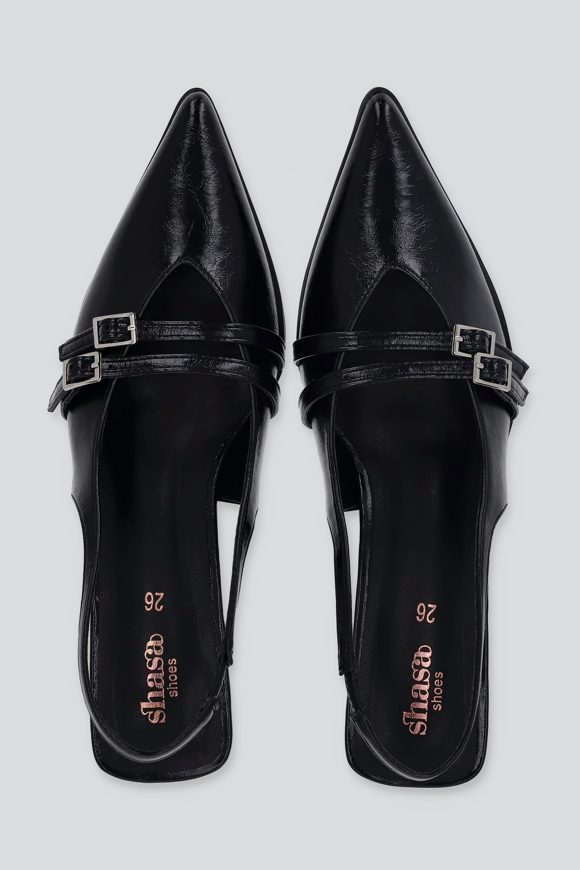 Tacón puntl kitten slingback hebilla mini NEGRO