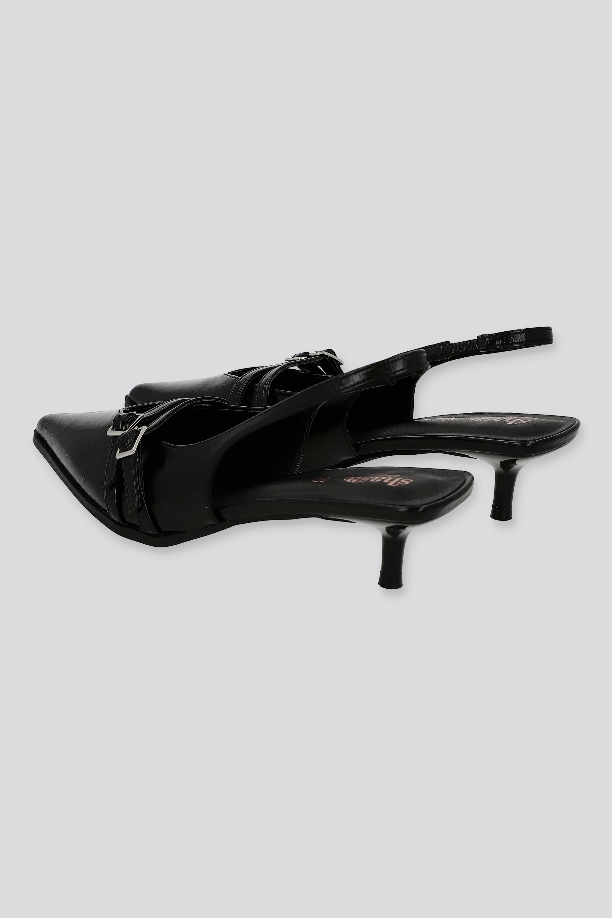 Tacón puntl kitten slingback hebilla mini NEGRO
