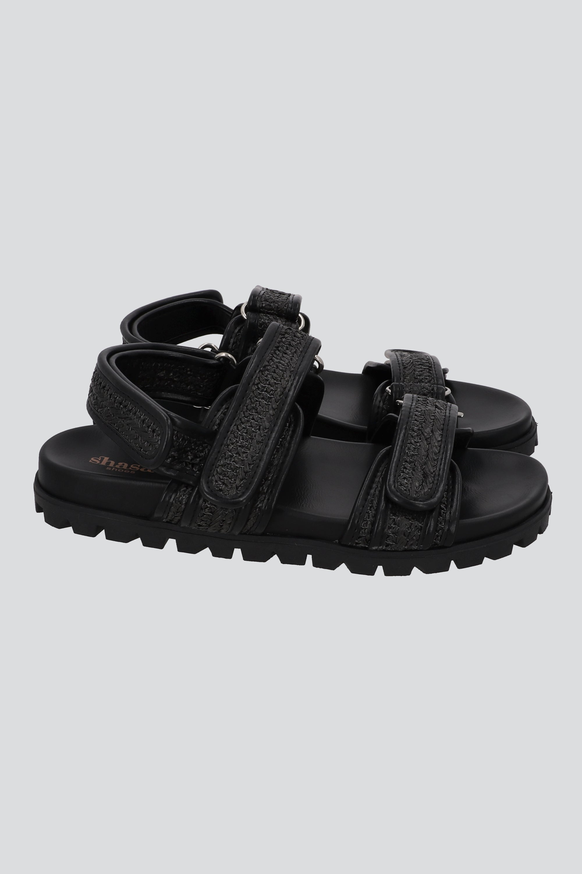 Sandalia tracksole tiras yute NEGRO
