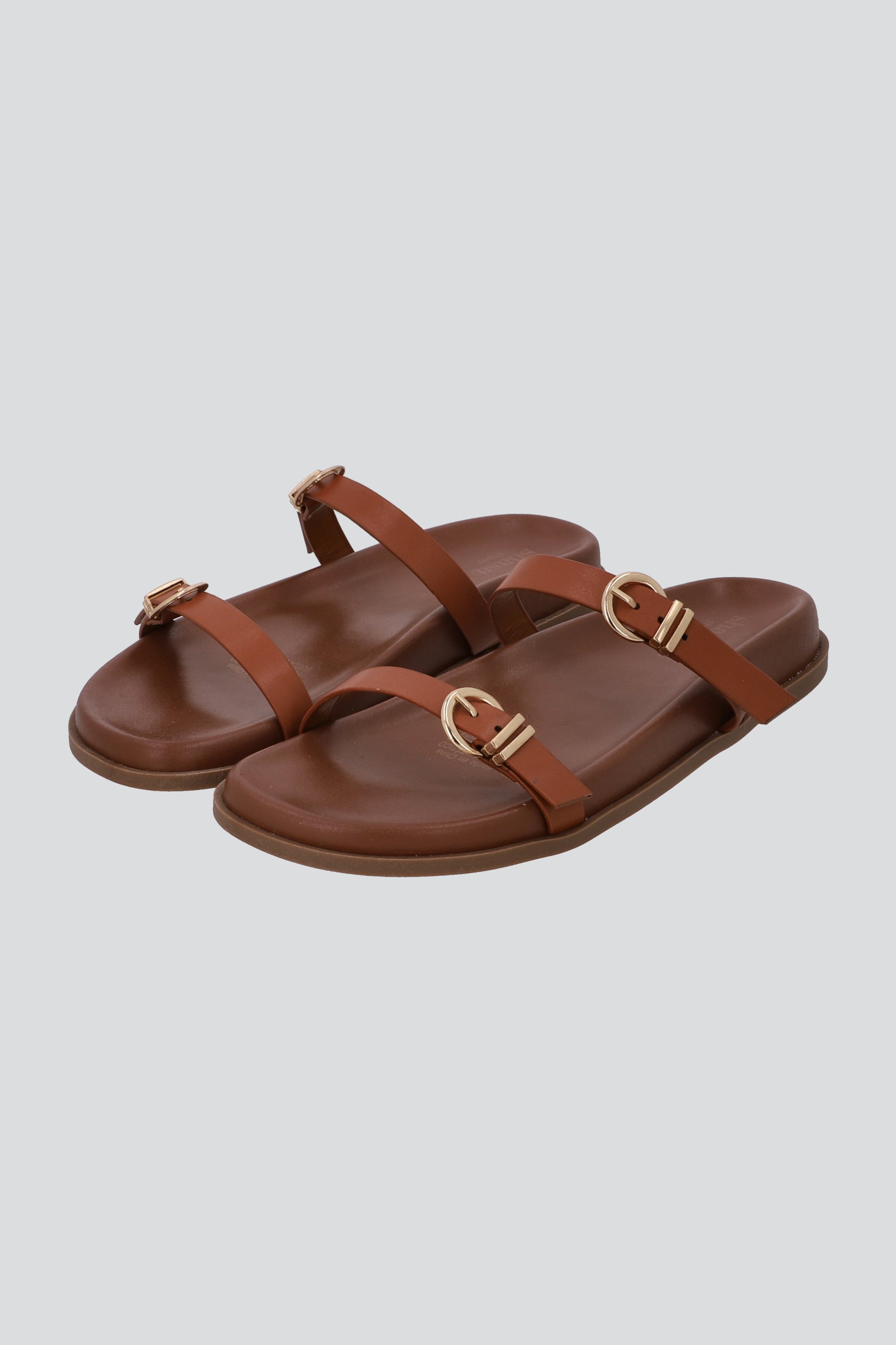 Sandalia dos tirs delgadas hebillas TAN