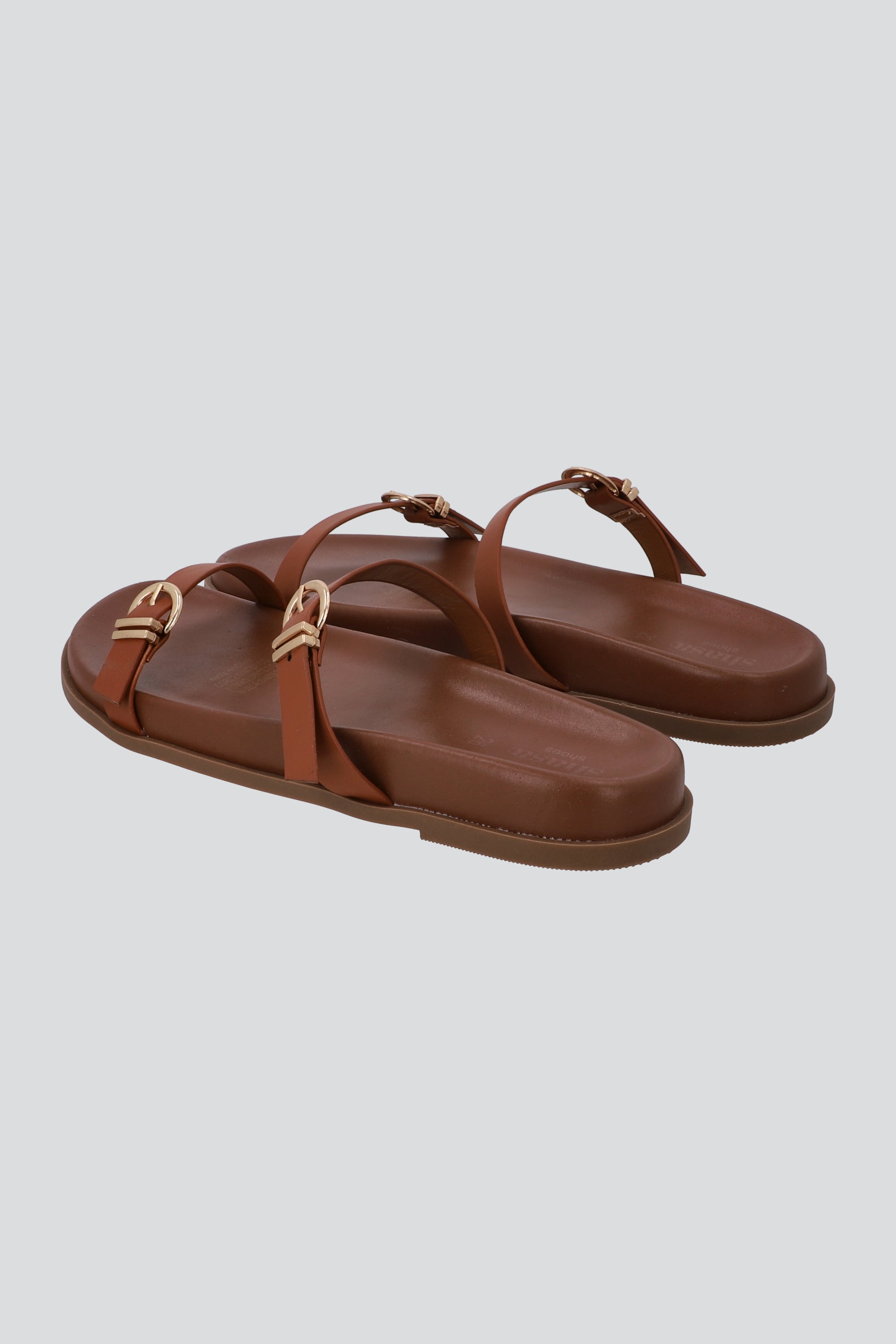 Sandalia dos tirs delgadas hebillas TAN