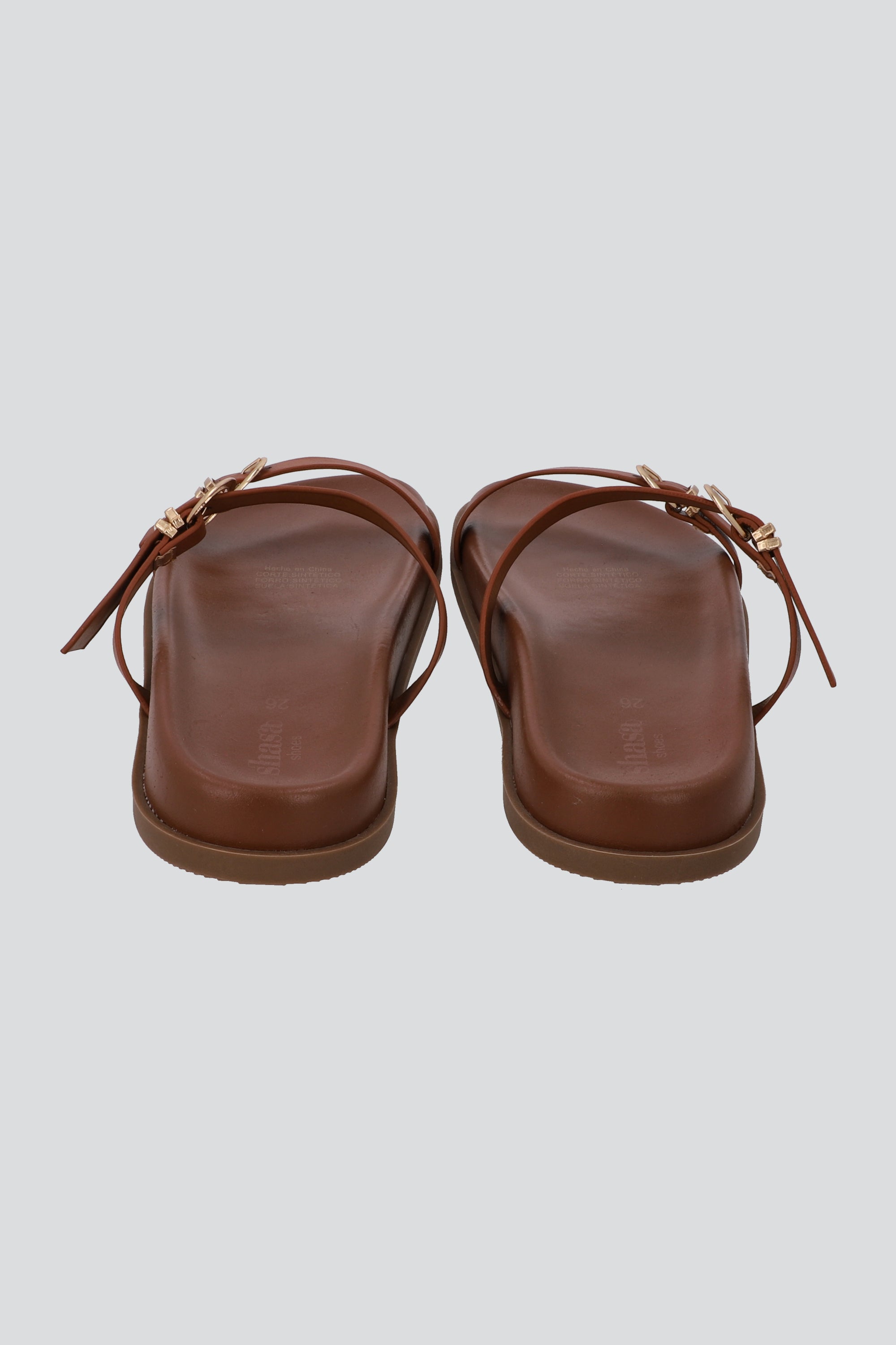 Sandalia dos tirs delgadas hebillas TAN