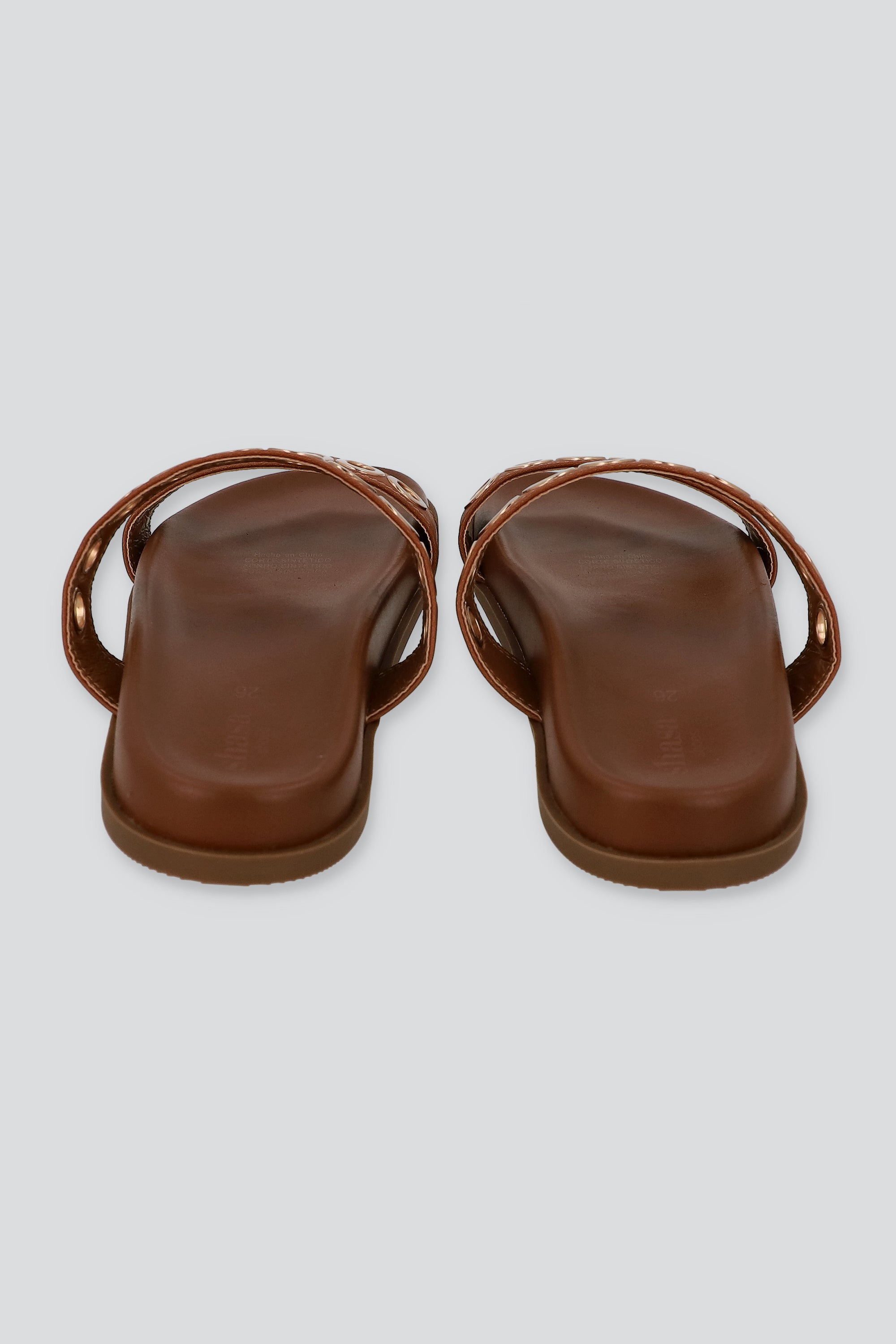 Sandalia dos tiras eyelets grandes TAN