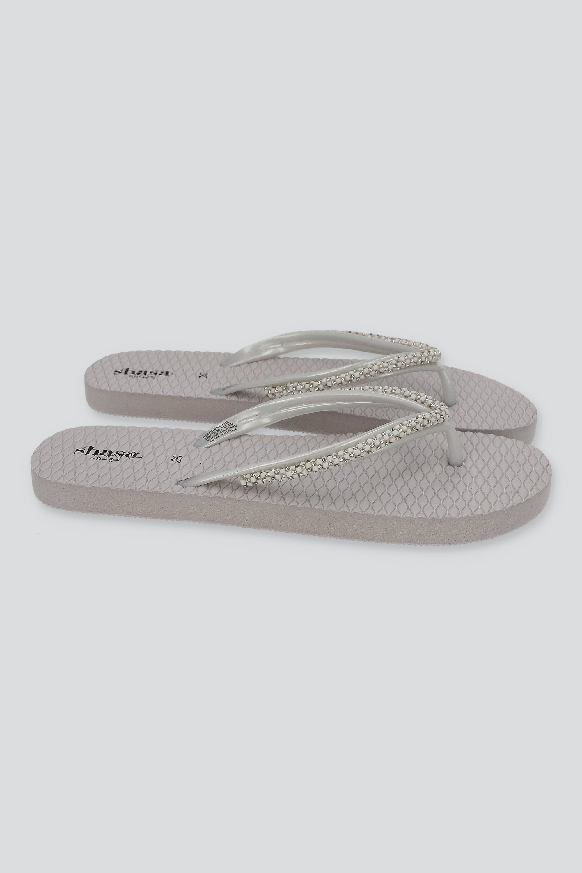 FLIP FLOP TEXTURA CUENTAS BLANCO