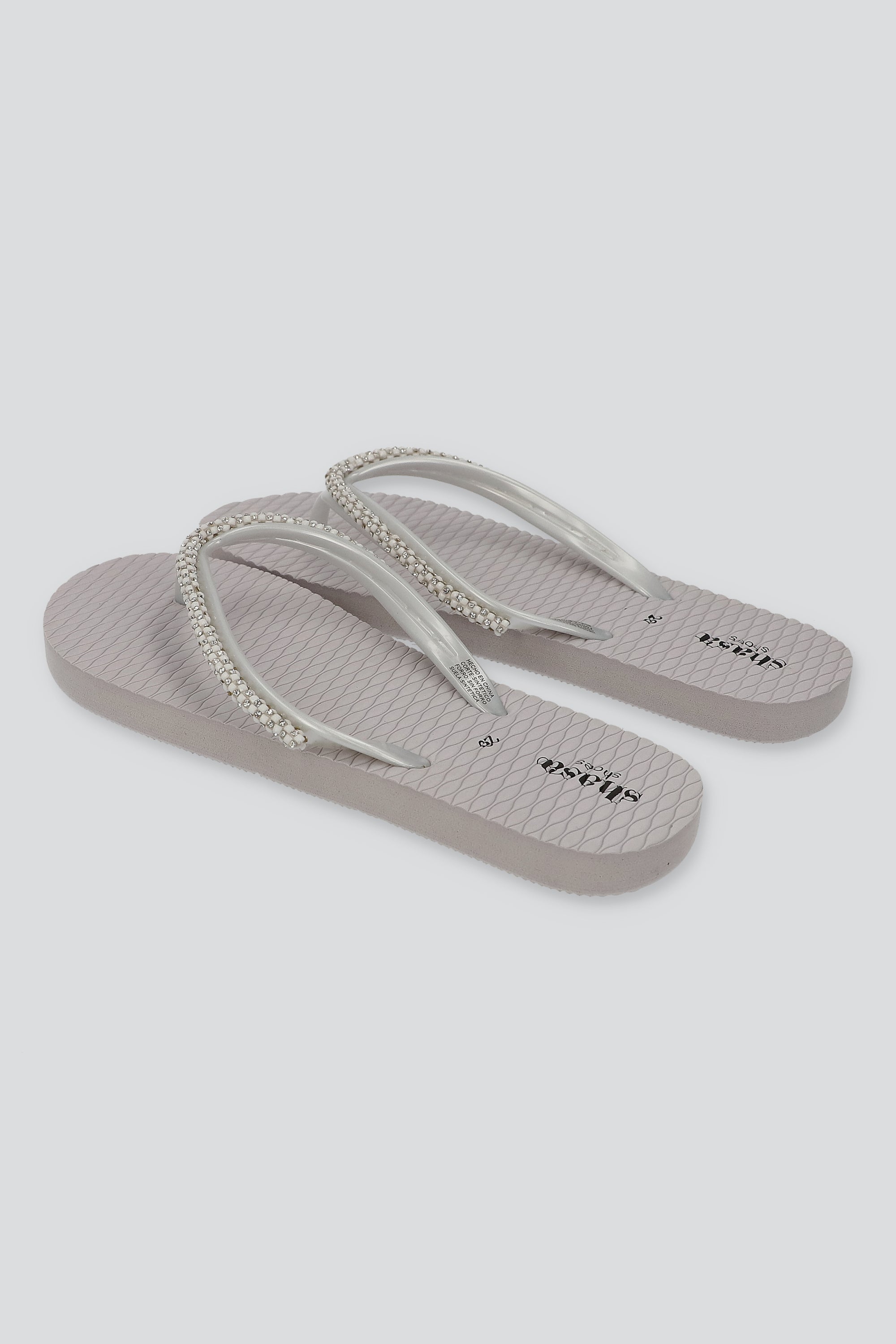 FLIP FLOP TEXTURA CUENTAS BLANCO