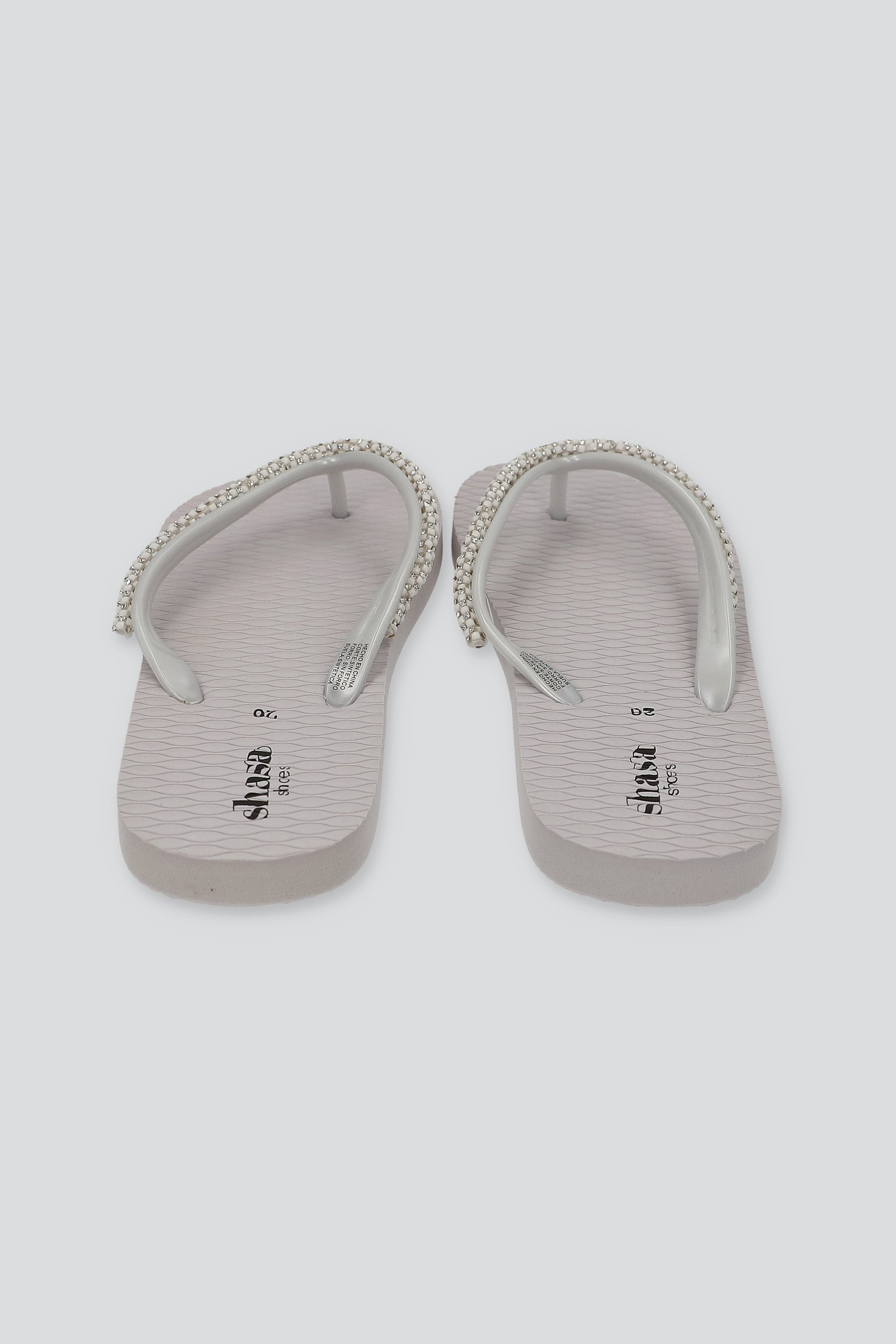 FLIP FLOP TEXTURA CUENTAS BLANCO