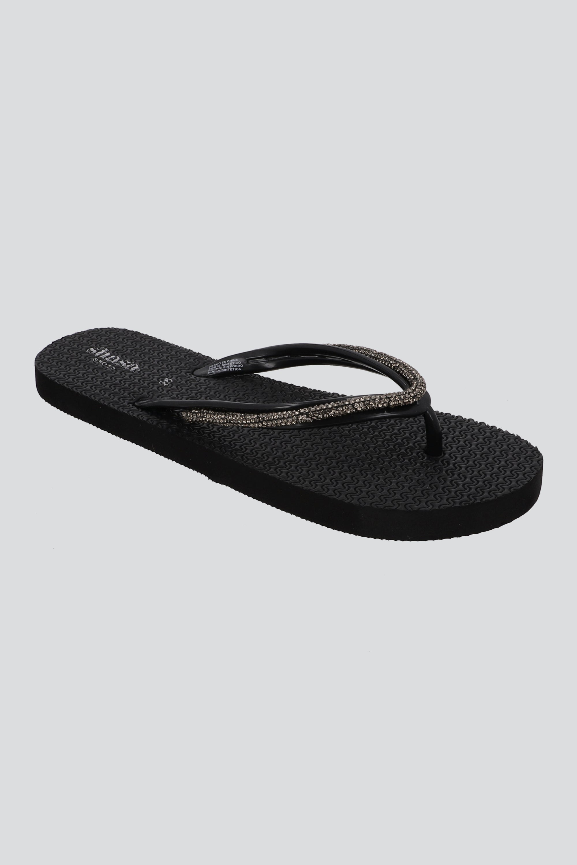FLIP FLOP CHINELA BRILLO ANCHO NEGRO