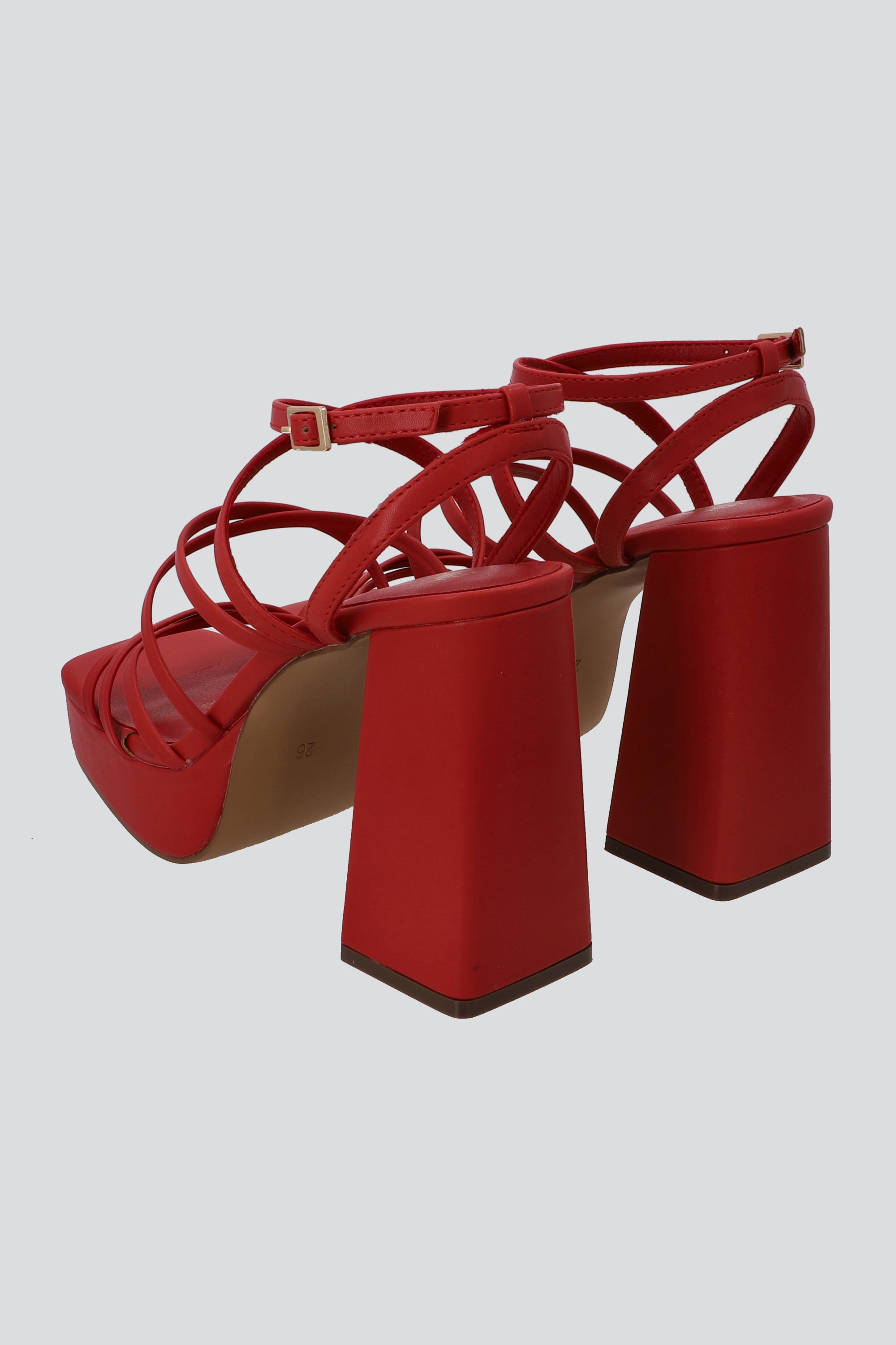 Tacón plataforma tiras delgadas cruzadas ROJO