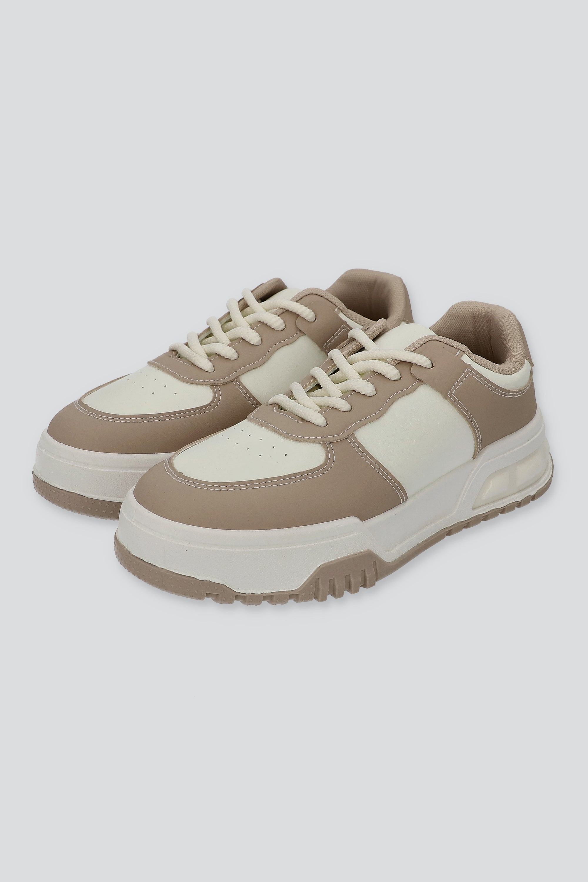 Tenis retro bicolor suela ancha TAUPE