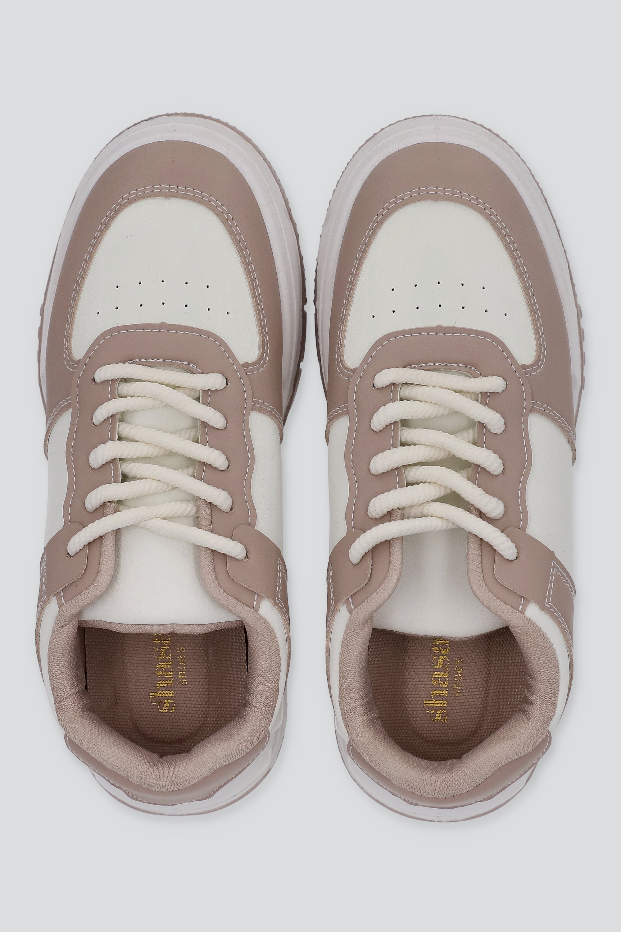 Tenis retro bicolor suela ancha TAUPE