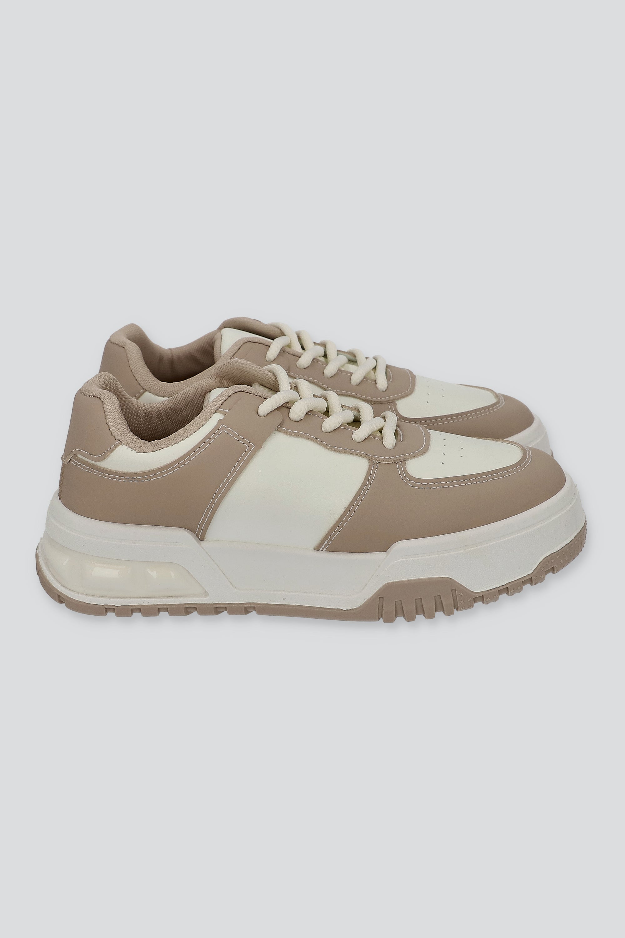 Tenis retro bicolor suela ancha TAUPE