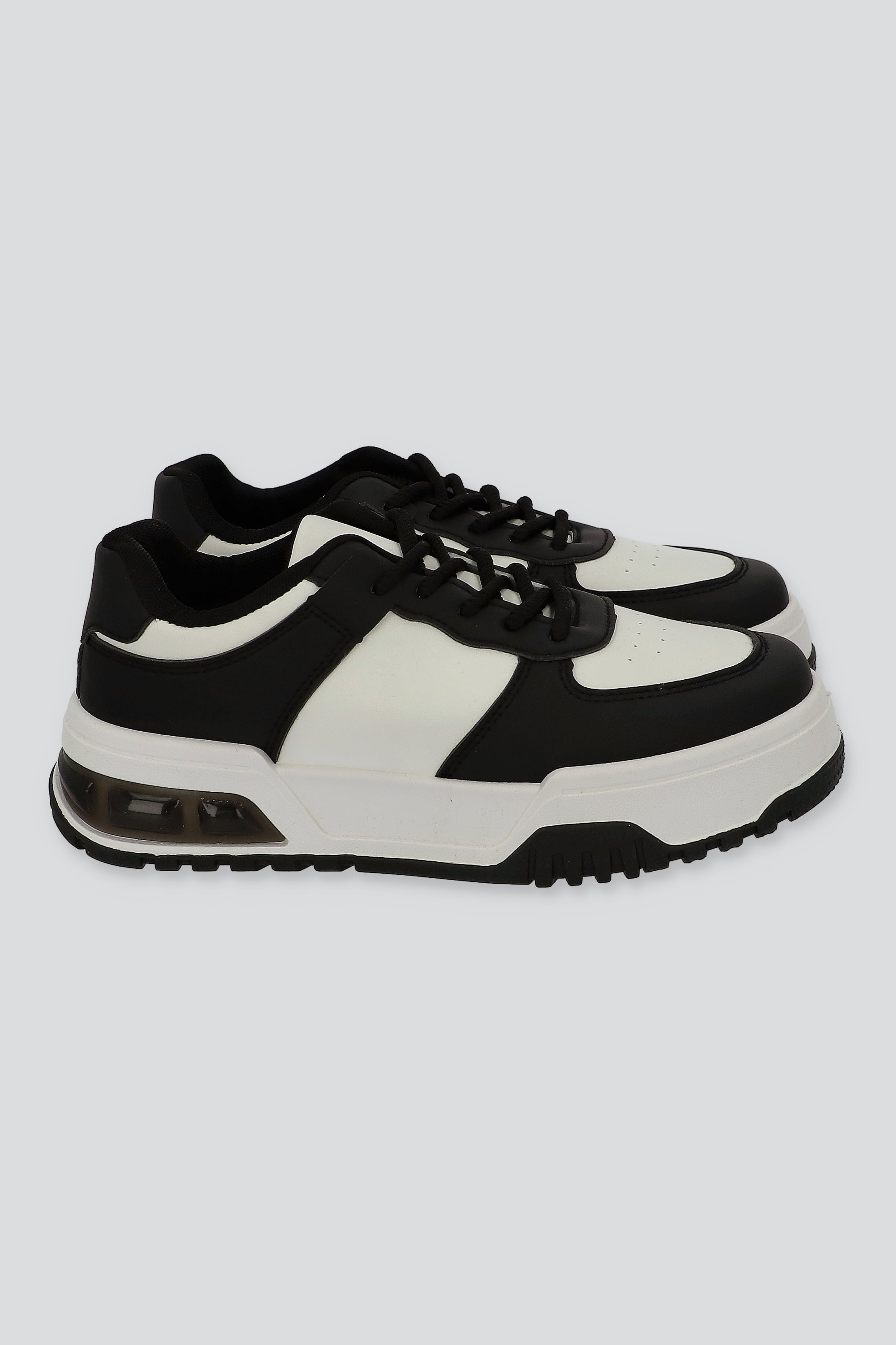 Tenis retro bicolor suela ancha NEGRO