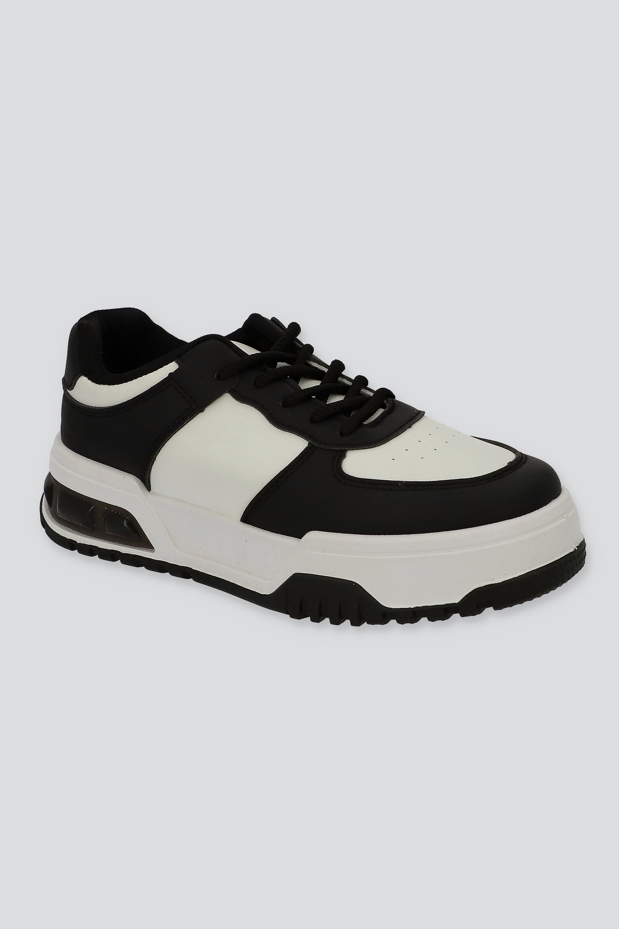 Tenis retro bicolor suela ancha NEGRO