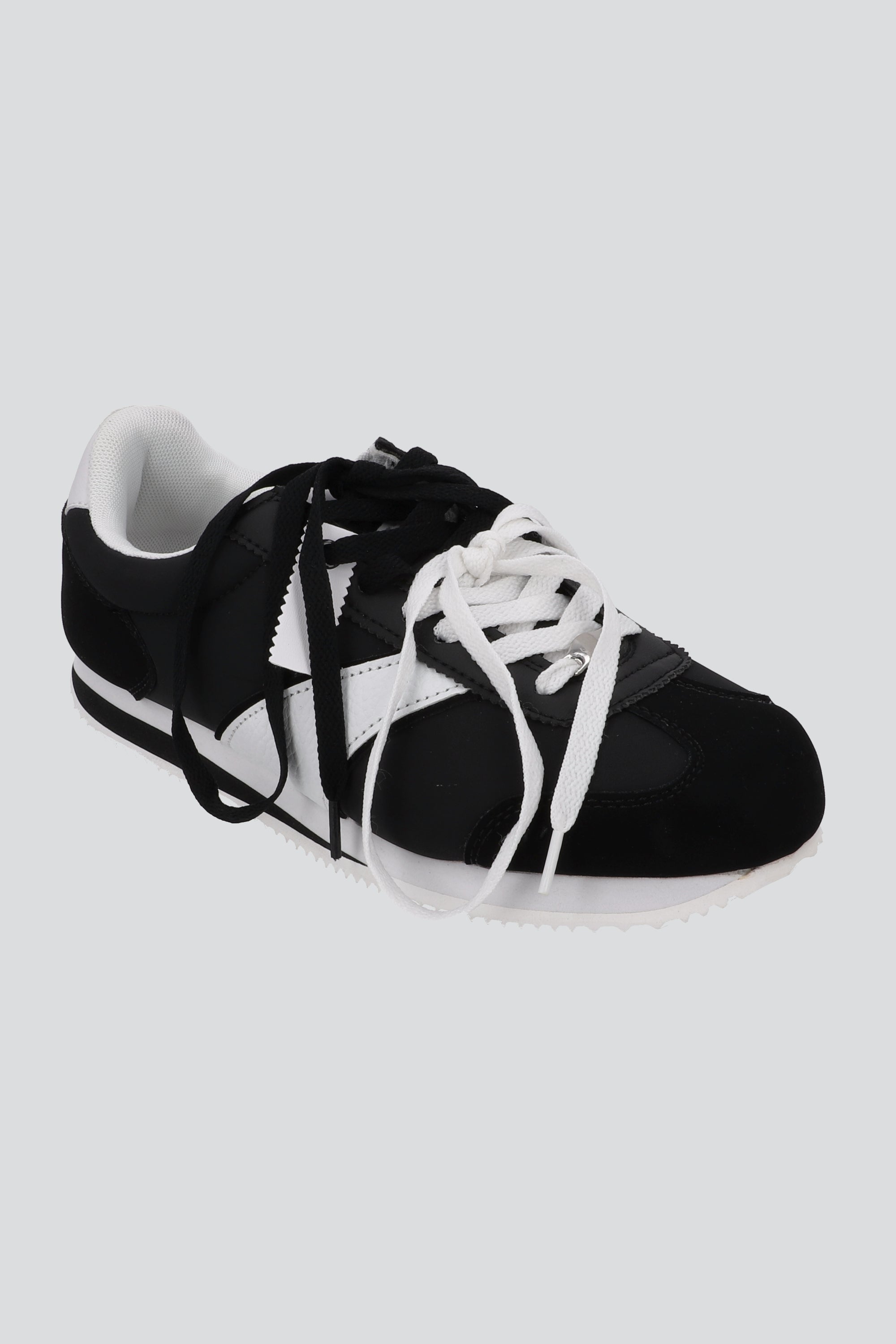 Tenis vintage raya diagonal contrastes NEGRO