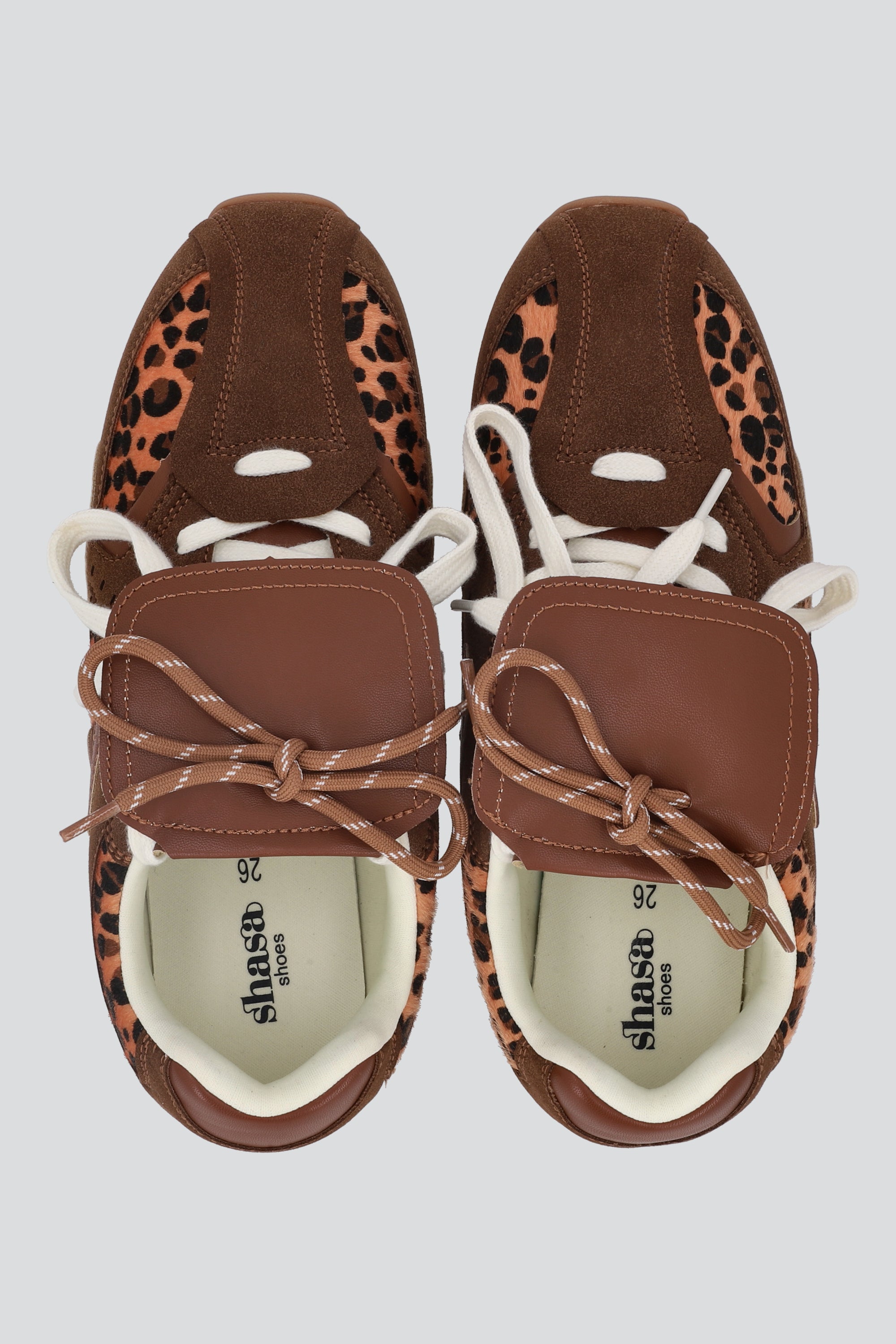 Tenis secciones lengueta anial print TAN