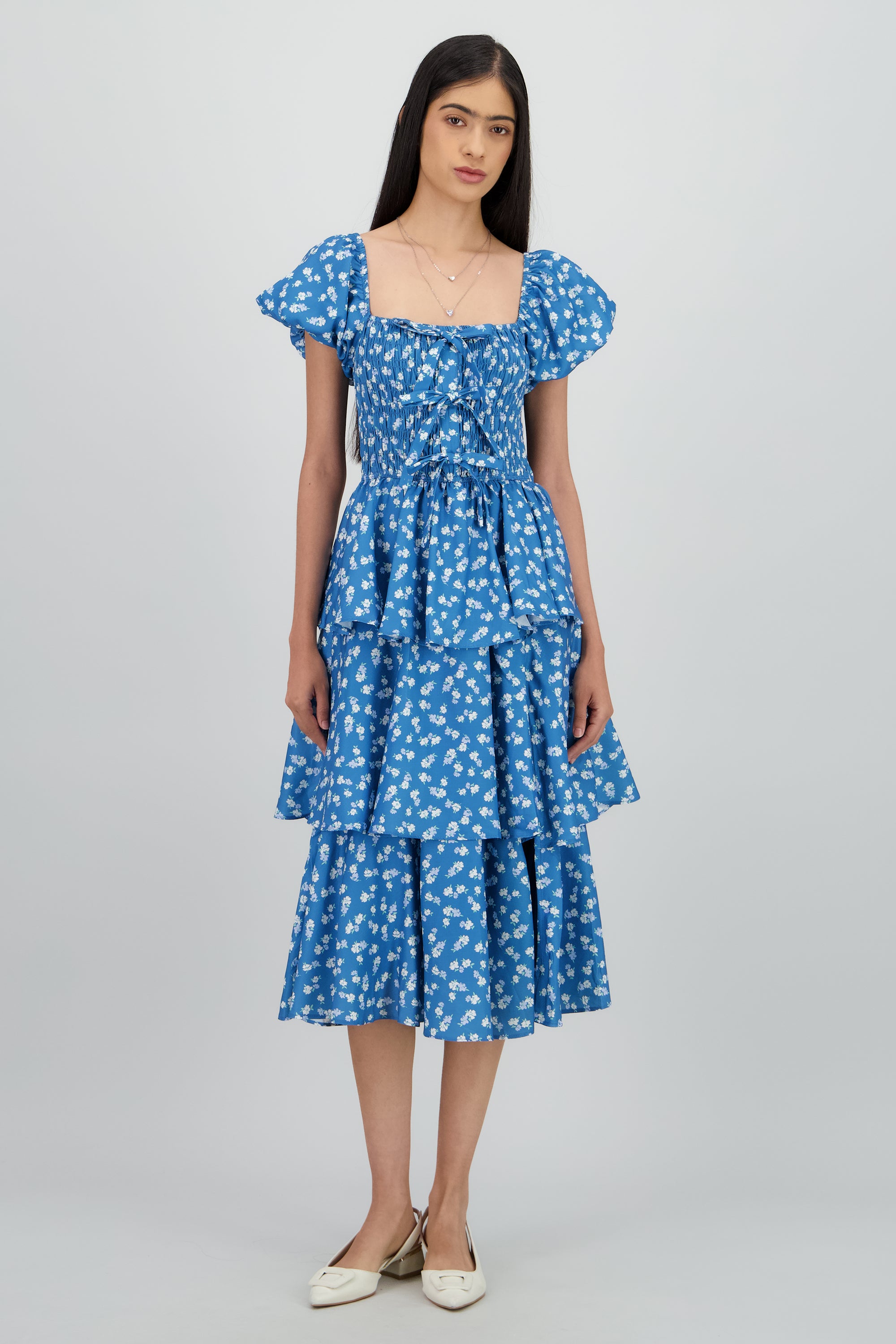 Vestido maxi capas flores MARINO