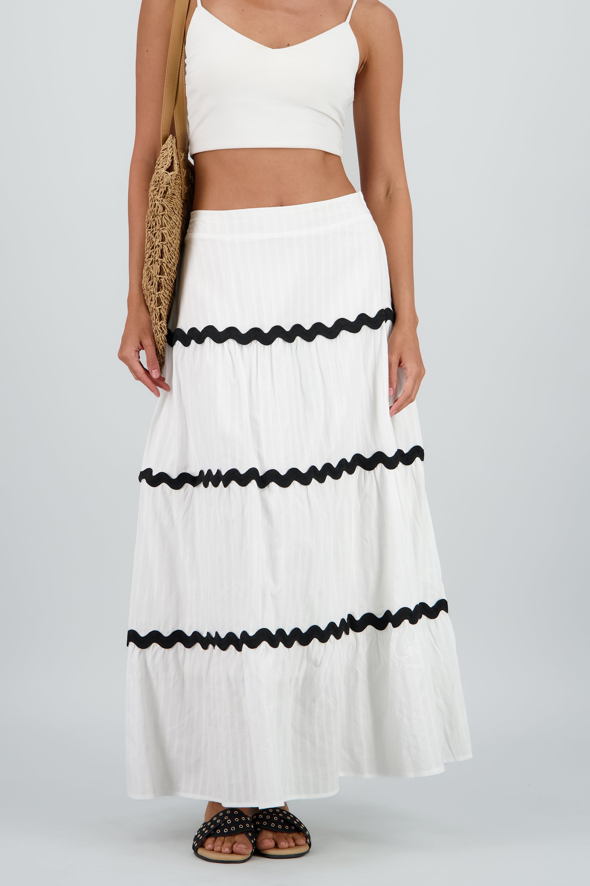 Falda maxi detalle contraste BLANCO COMBO