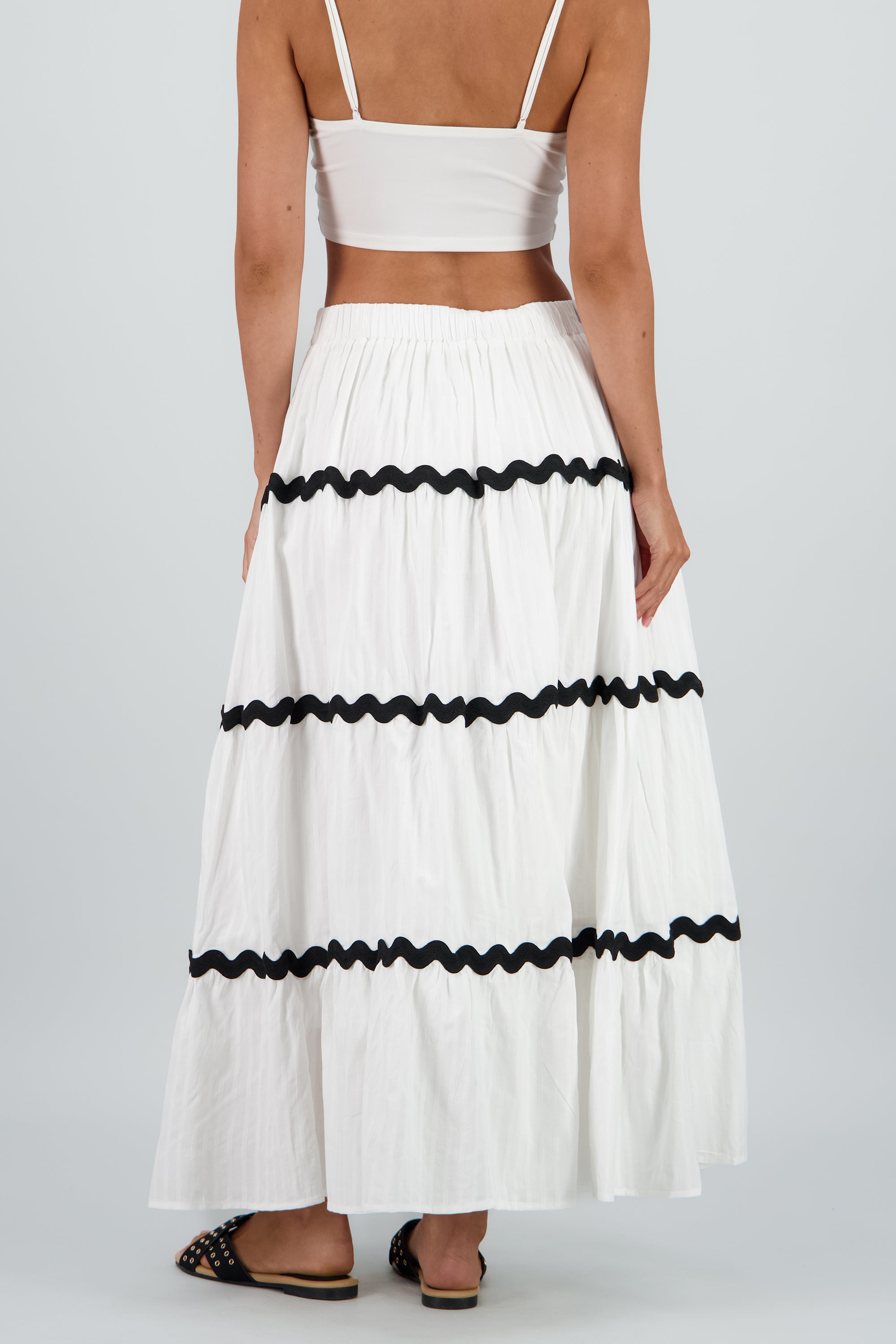 Falda maxi detalle contraste BLANCO COMBO