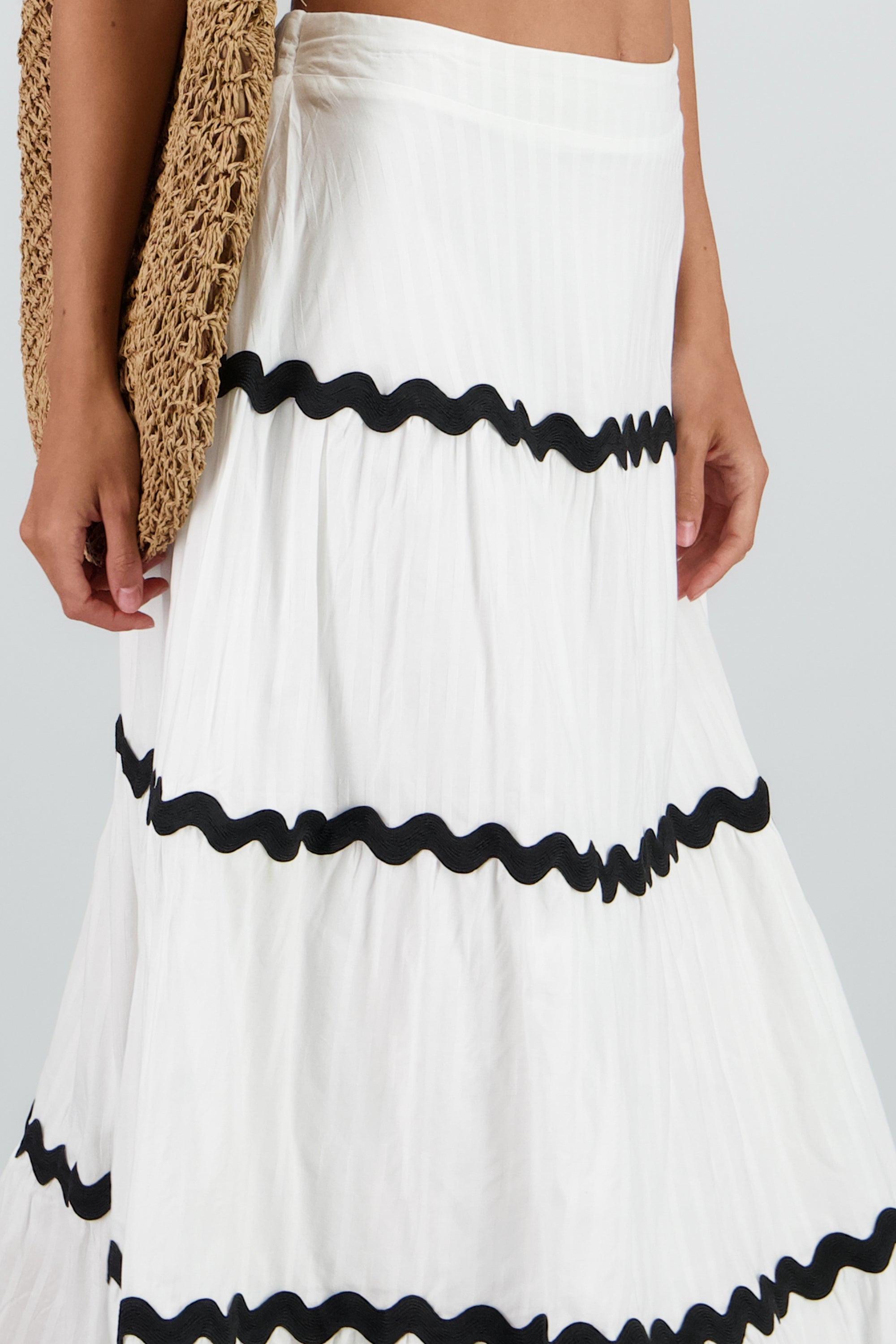 Falda maxi detalle contraste BLANCO COMBO