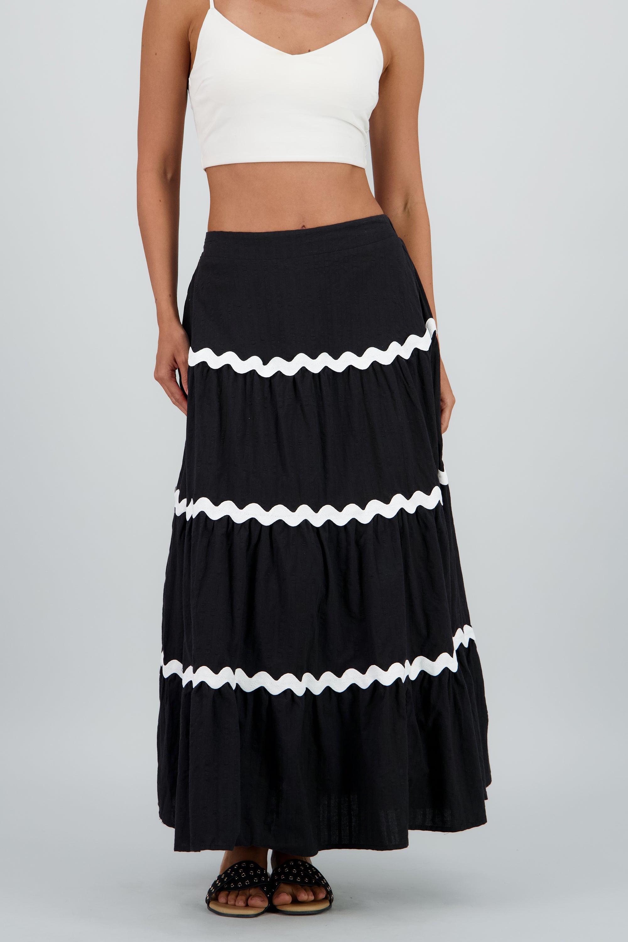 Falda maxi detalle contraste NEGRO COMBO