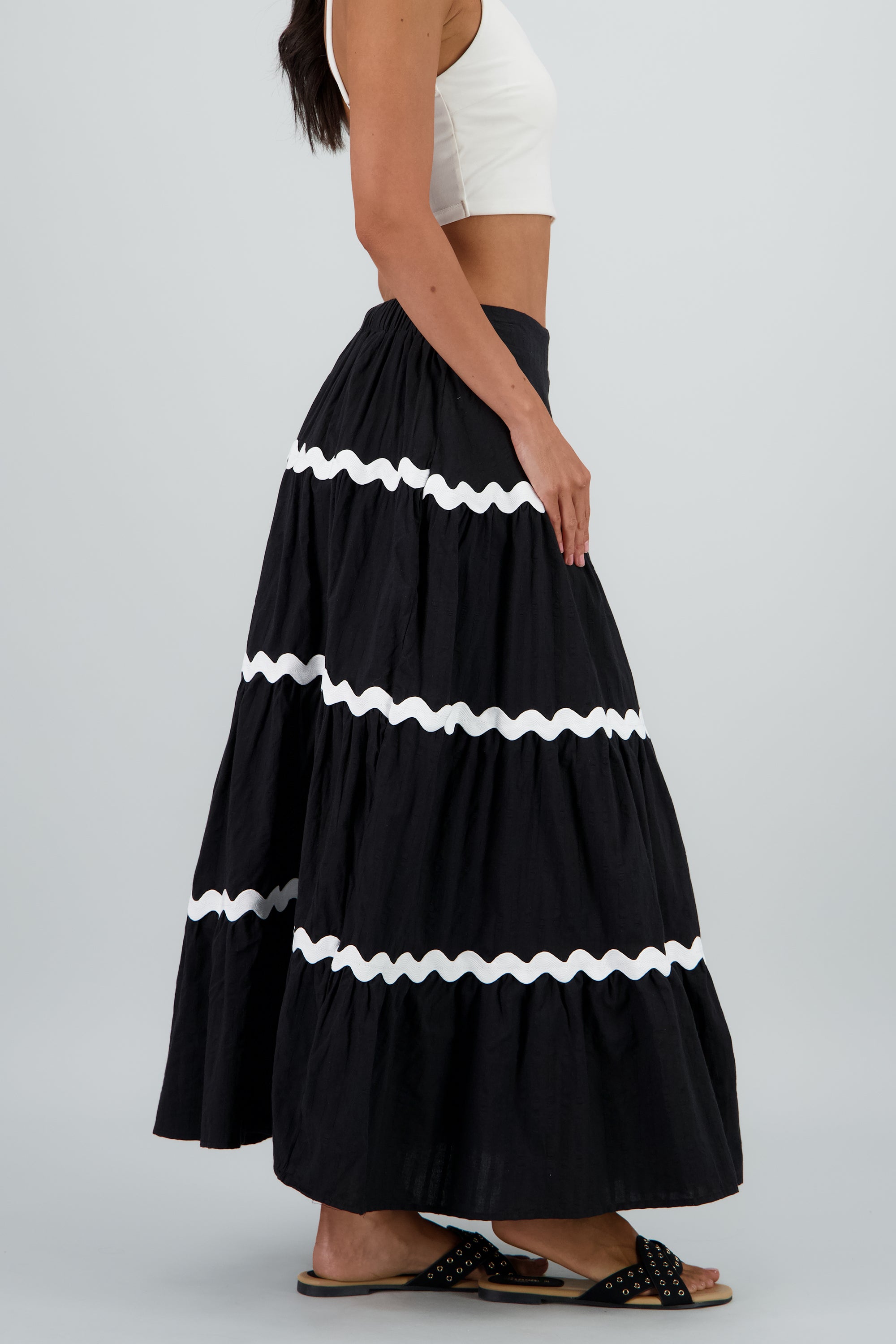 Falda maxi detalle contraste NEGRO COMBO