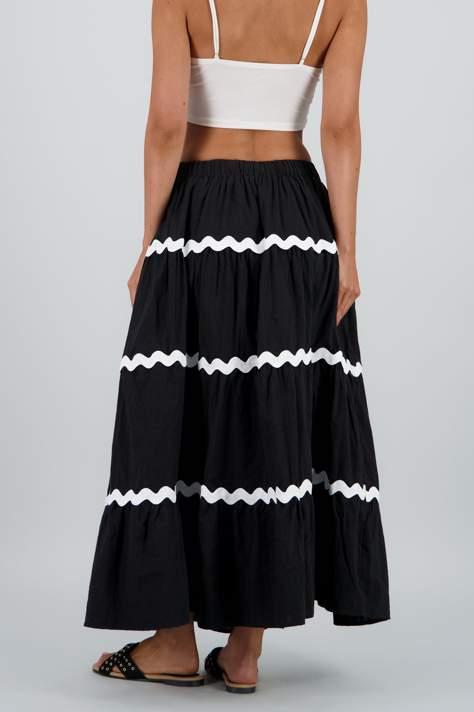 Falda maxi detalle contraste NEGRO COMBO