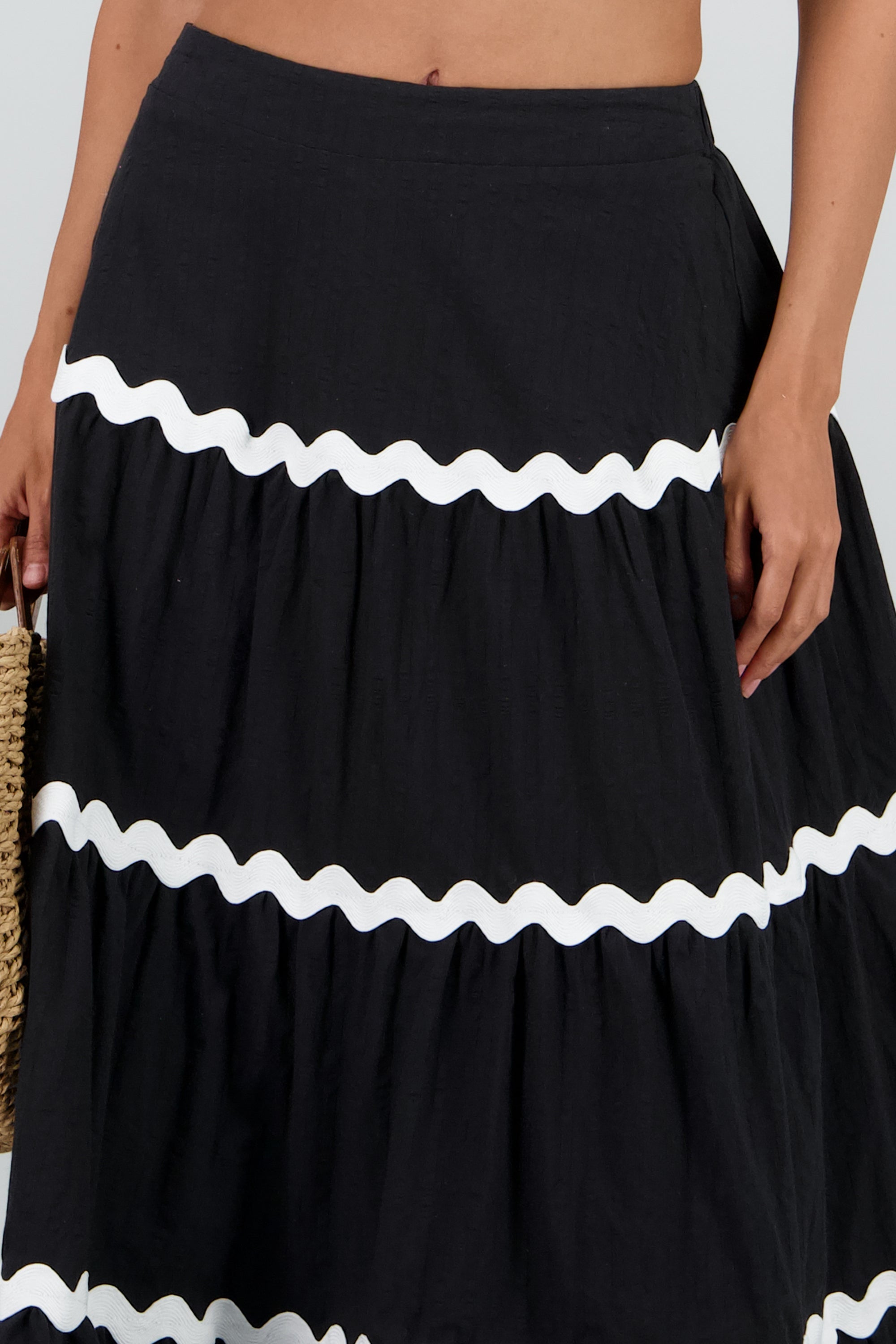 Falda maxi detalle contraste NEGRO COMBO