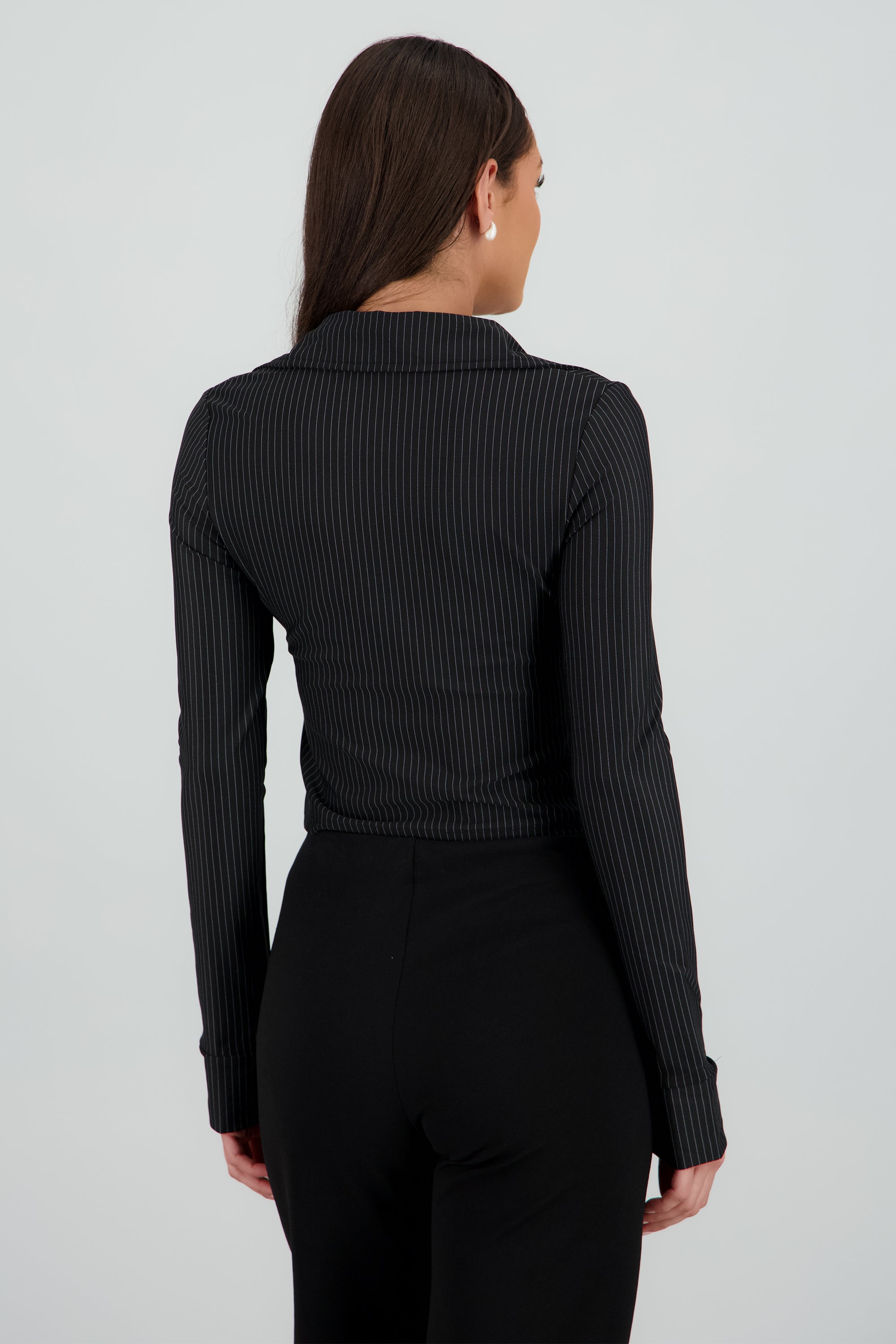 Camisa rayas con cierre NEGRO COMBO